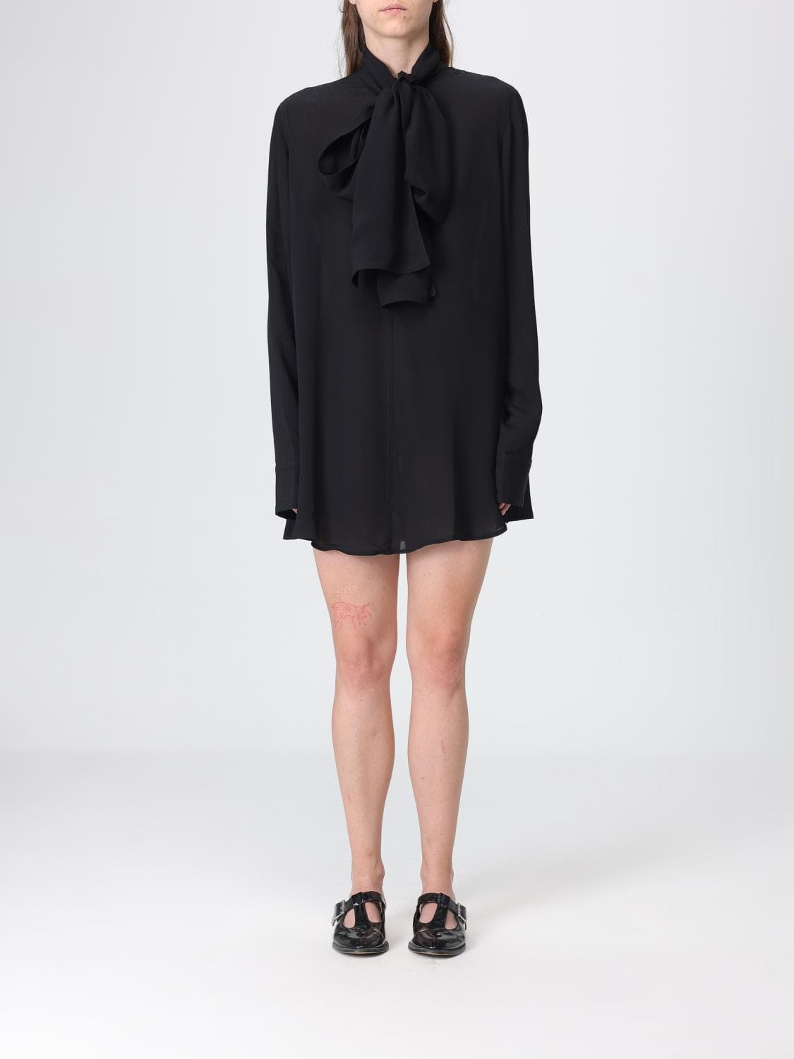 Toteme Long-Sleeved Mini Chemisier Dress in Chiffon with Scarf Neck