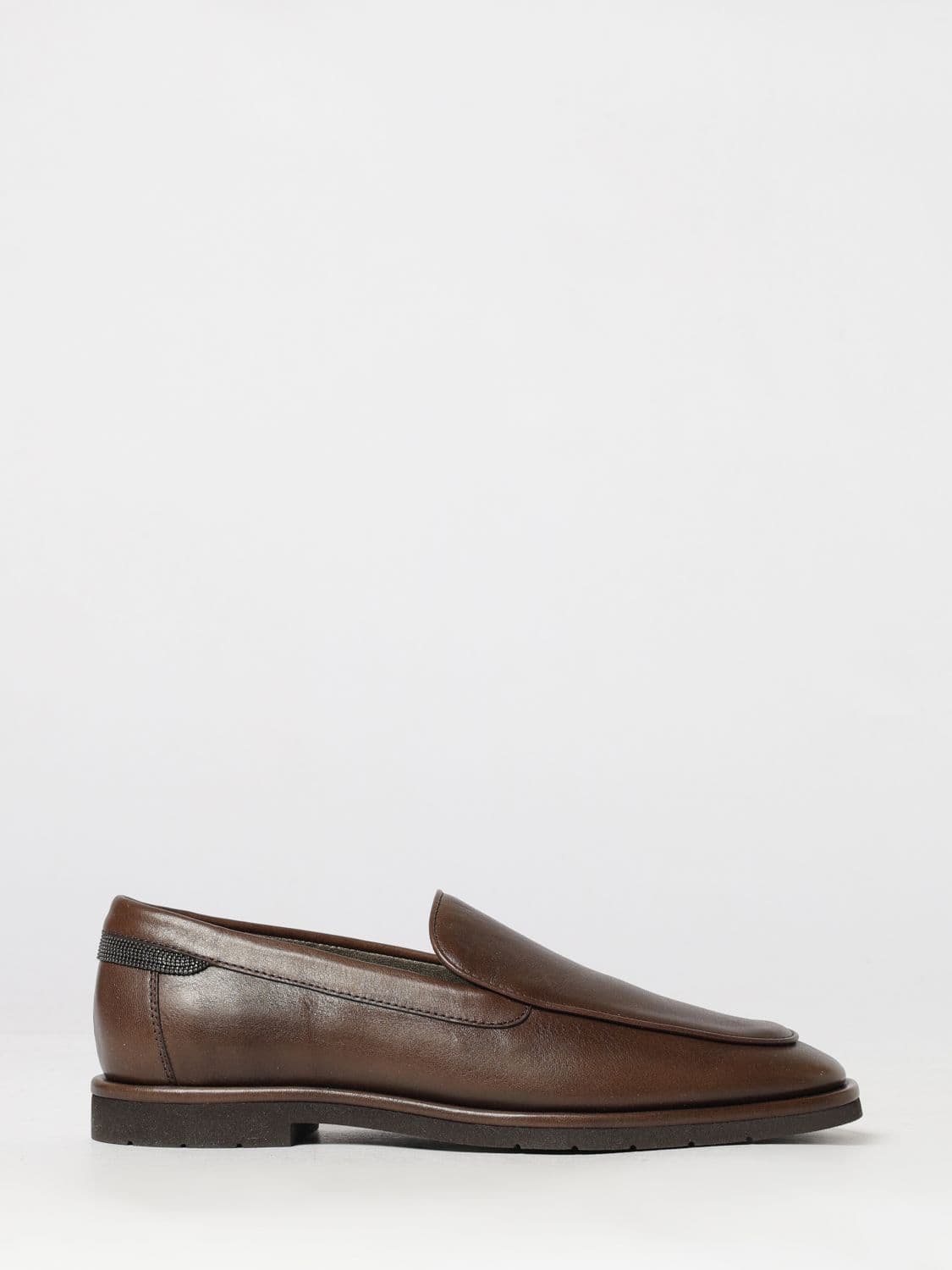 Brunello Cucinelli Smooth Calfskin Loafers with Monili Embellishment