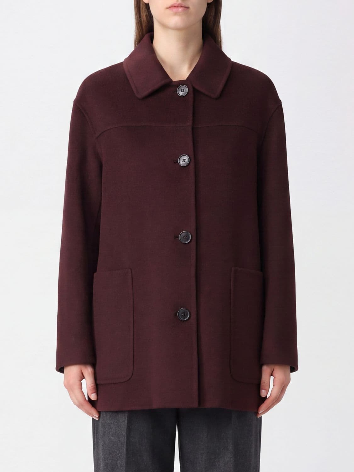 's Max Mara Single-Breasted Short Coat in Pure Virgin Wool with Dropped Shoulders