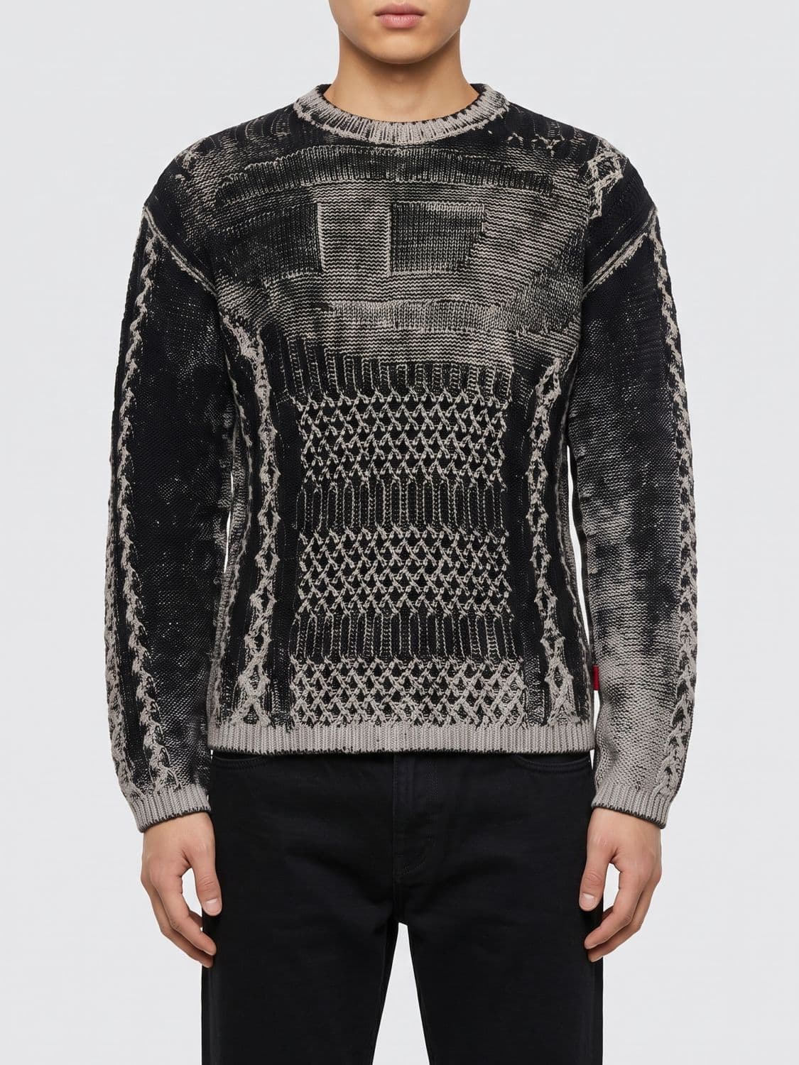 Diesel Abstract-Pattern Crewneck Jumper in Cotton Blend
