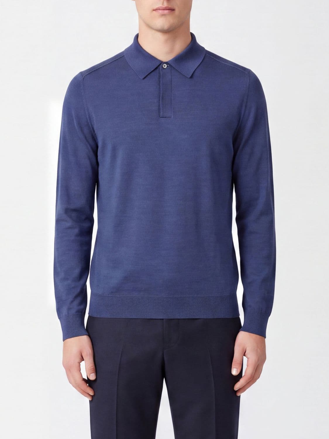 Paul Smith Long-Sleeved Slim Fit Merino Wool Knit Polo Shirt