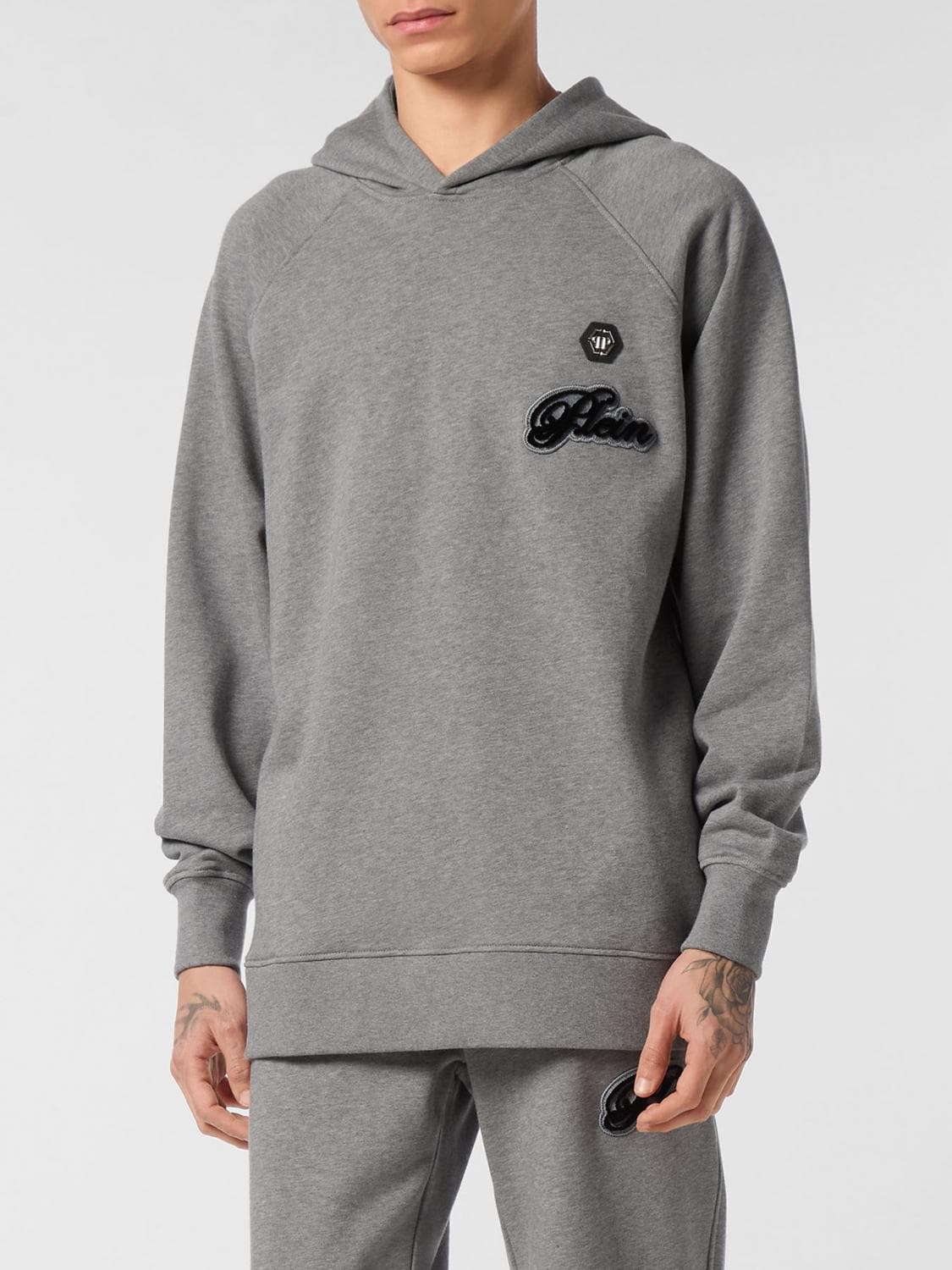 Philipp Plein Jersey Hoodie with Contrasting Logo