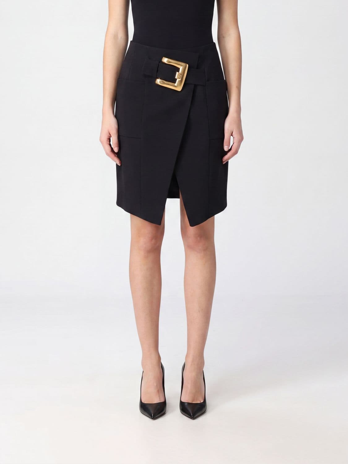 Balmain High-Waisted Asymmetrical Virgin Wool Mini Skirt