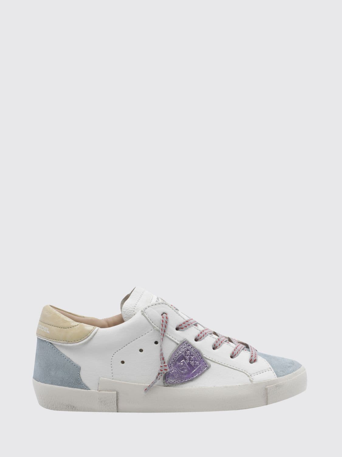 Philippe Model Prsx Bicolour Low-Top Calfskin Trainers with Shield Logo