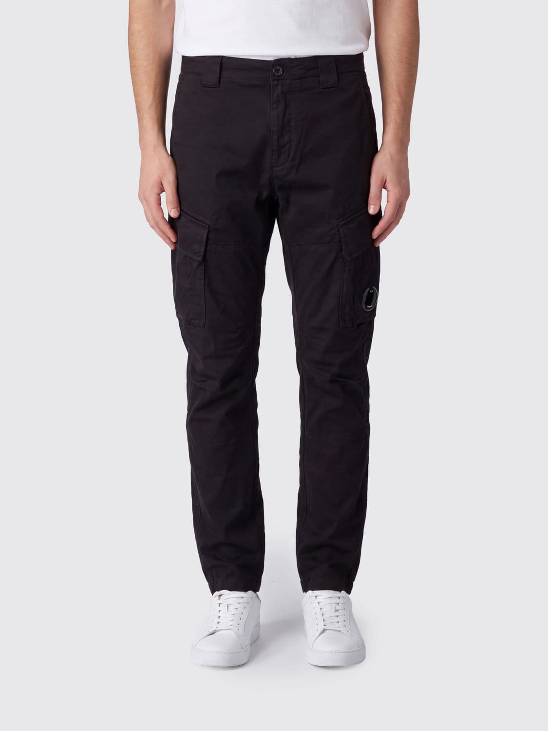 C.p. Company C. P. COMPANY Slim Fit Stretch Cotton Cargo Trousers with Applied Logo