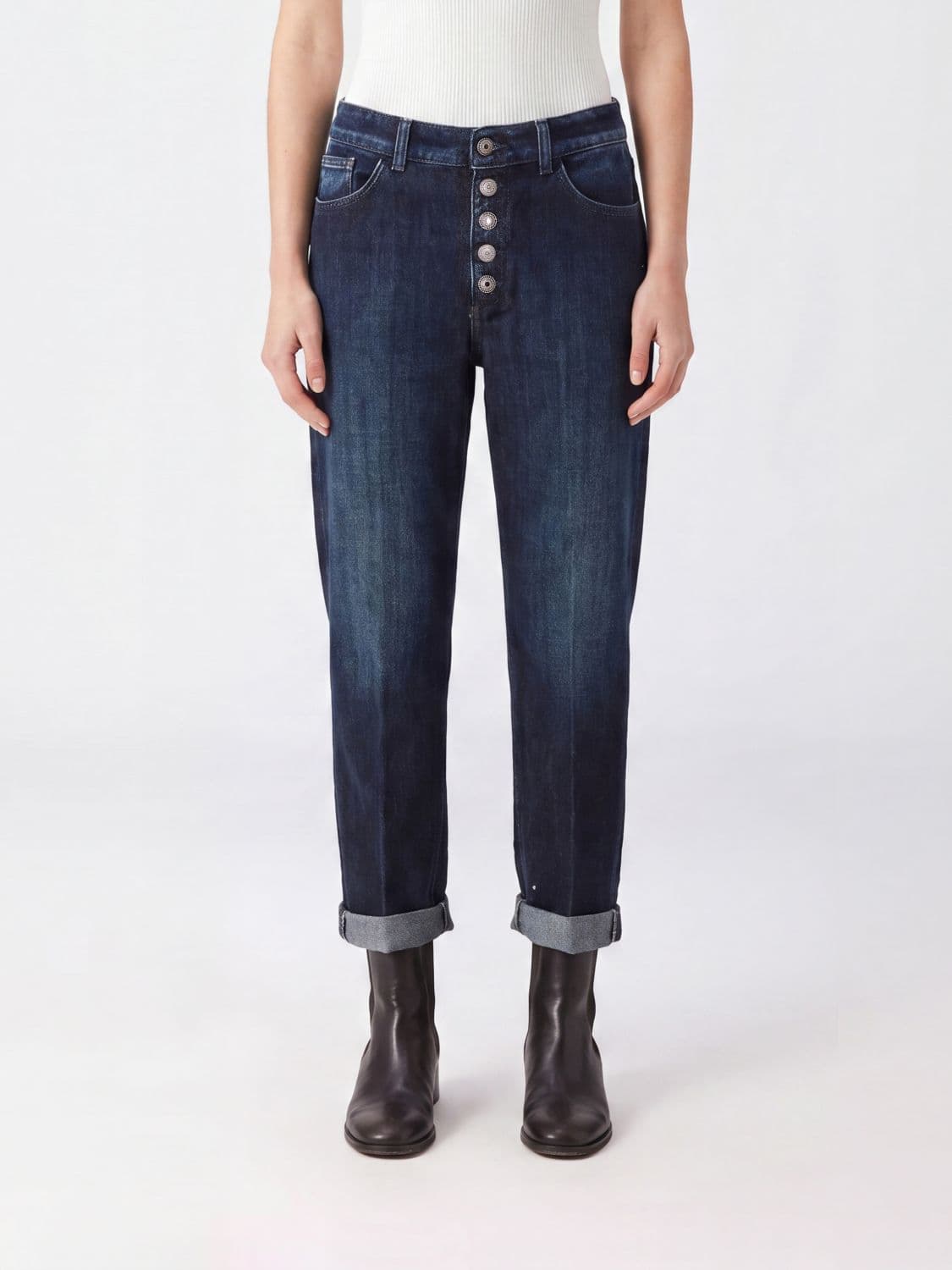 Dondup Koons High-Waisted Straight-Leg Cotton Denim Jeans