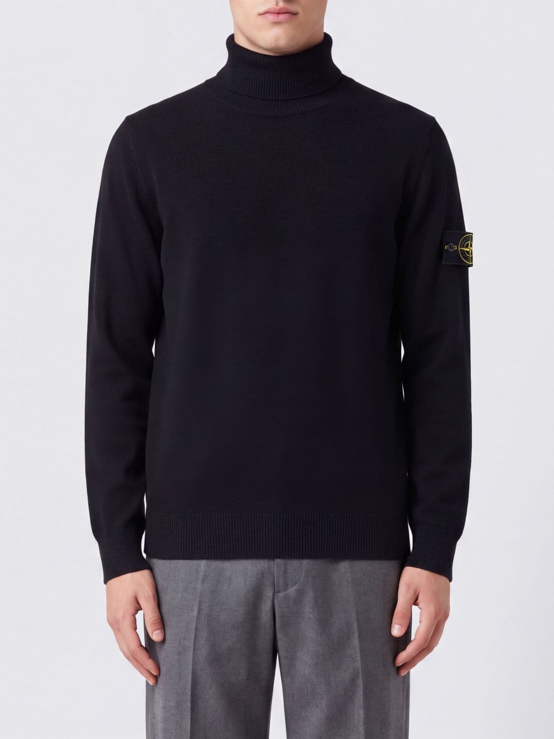 Stone Island Pure Virgin Wool Turtleneck Jumper with Compass Patch