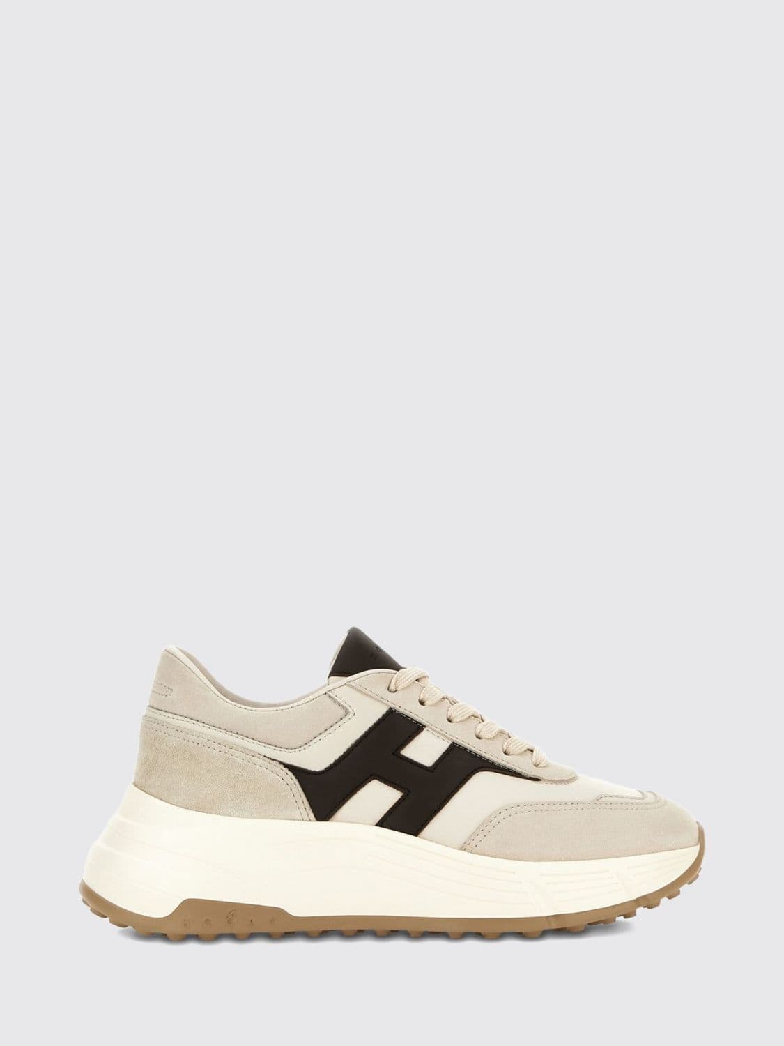 Hogan H669 Leather and Nappa Sneakers with Side H Logo and Platform Sole