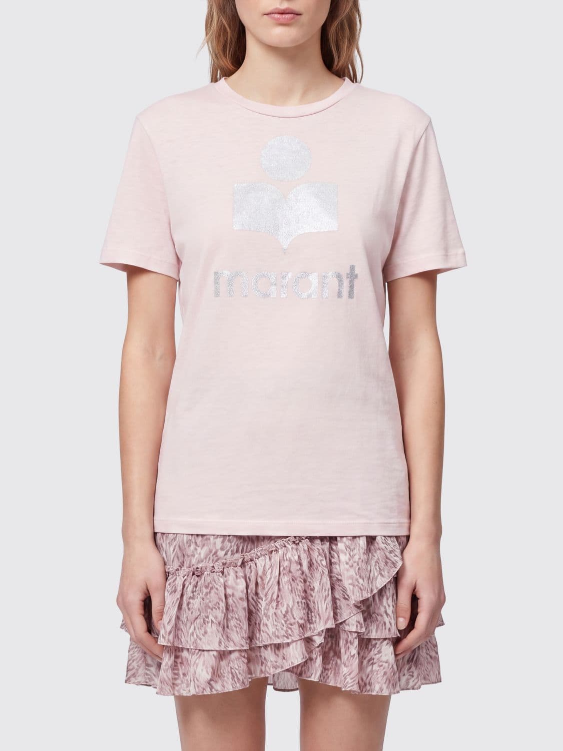 Isabel Marant Etoile Slim Fit Cotton T-shirt with Printed Logo