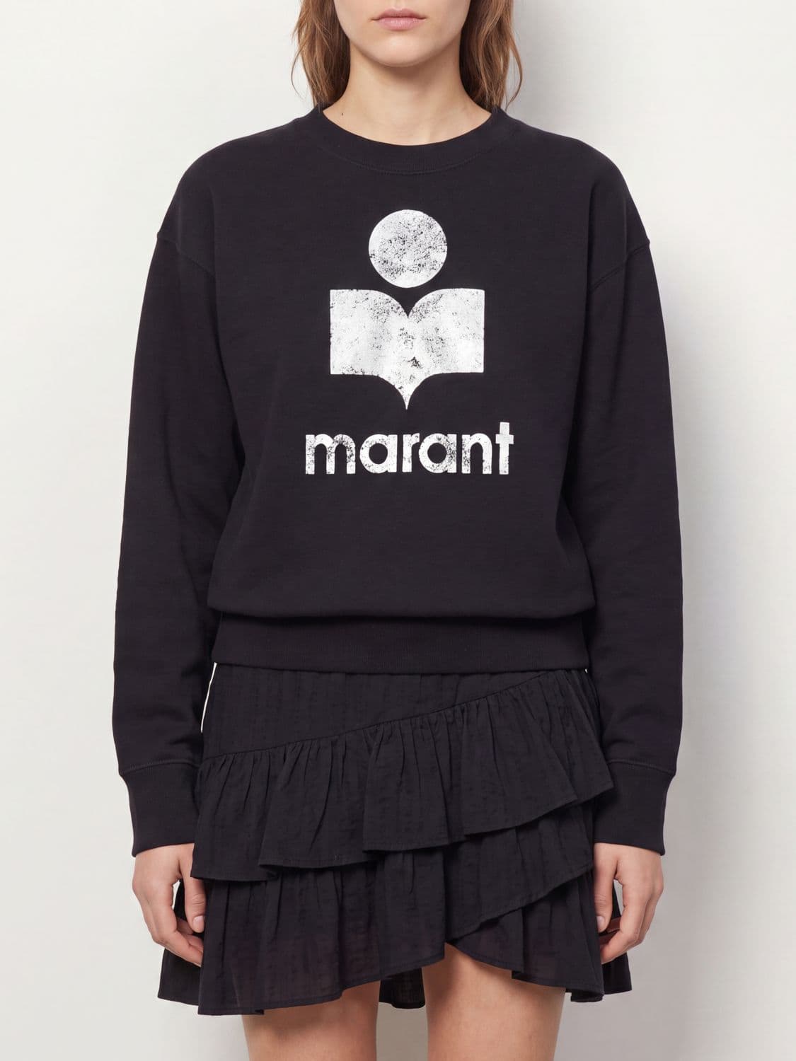 Isabel Marant Etoile Crewneck Cotton Sweatshirt with Contrast Logo Print