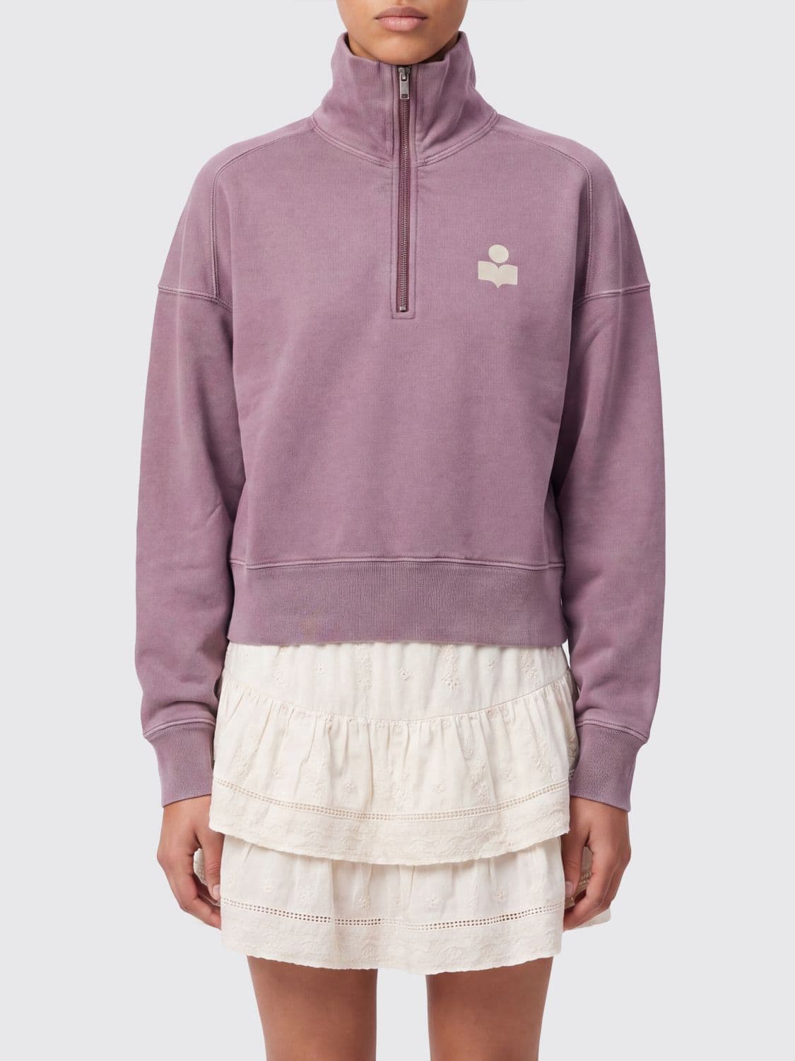 Isabel Marant Etoile High-Neck Sweatshirt in Cotton with Half-Zip