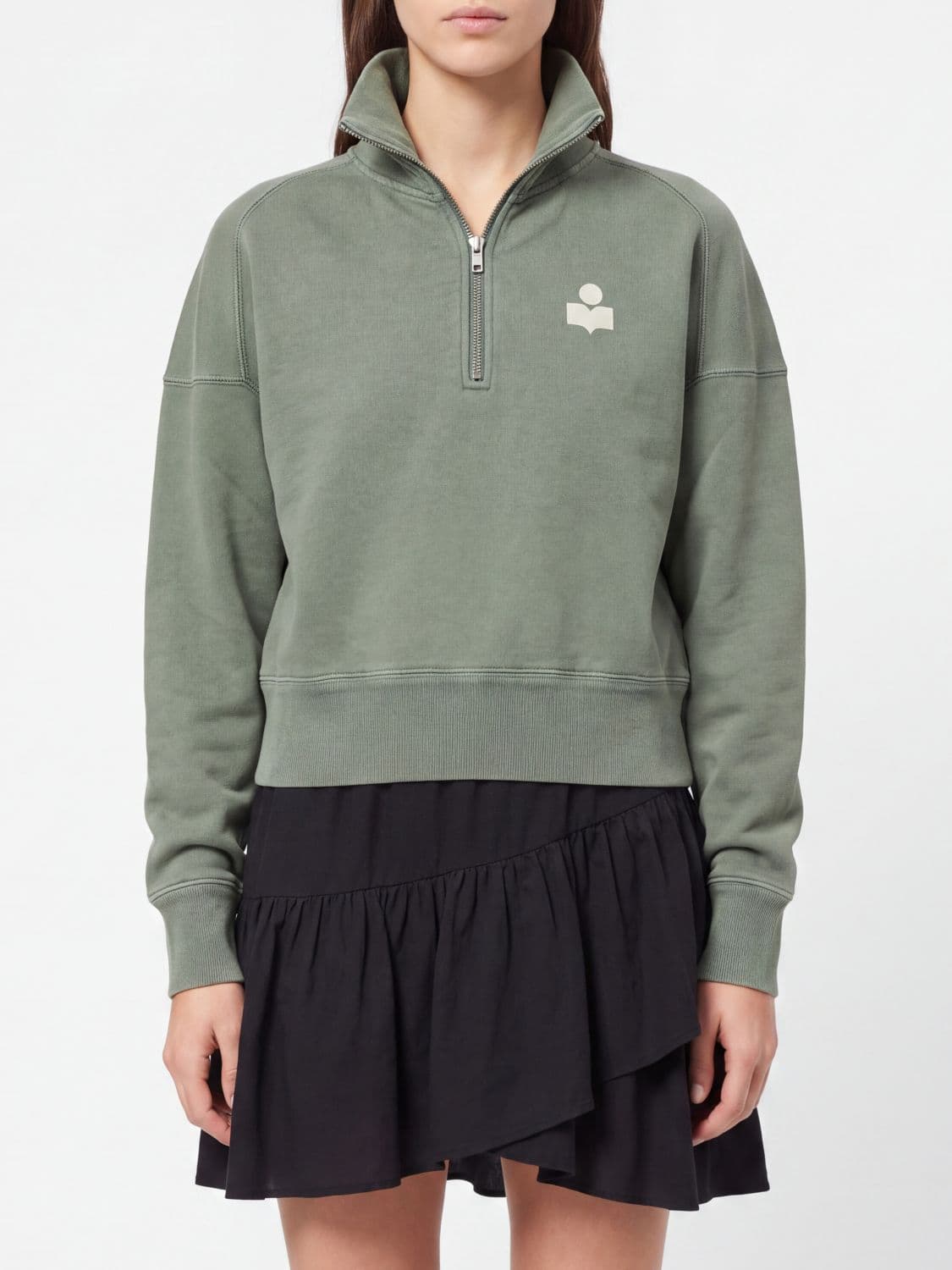 Isabel Marant Etoile High-Neck Sweatshirt in Cotton with Half-Zip · 38