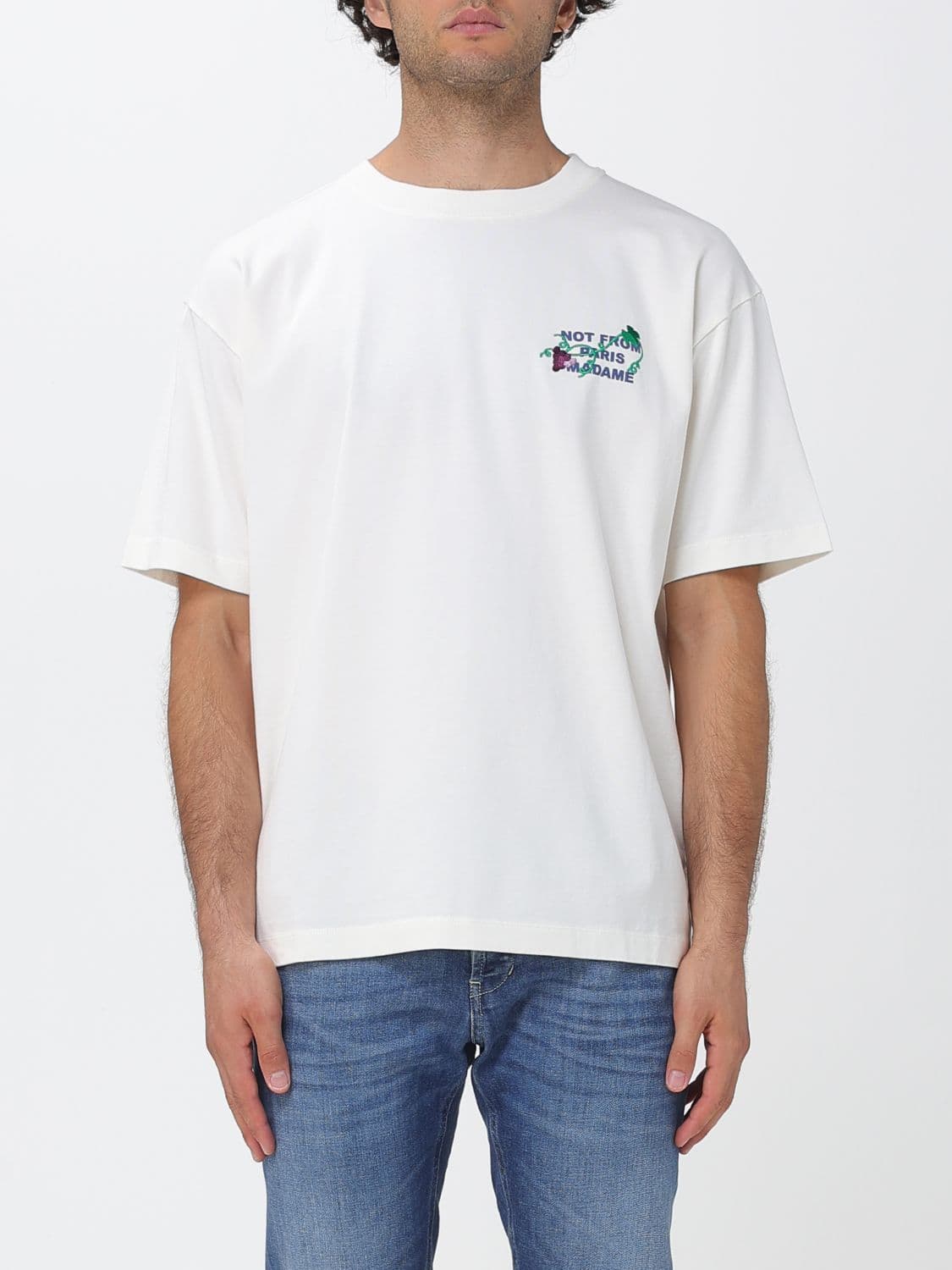 Drôle De Monsieur Slogan Print Cotton T-Shirt with Dropped Shoulders