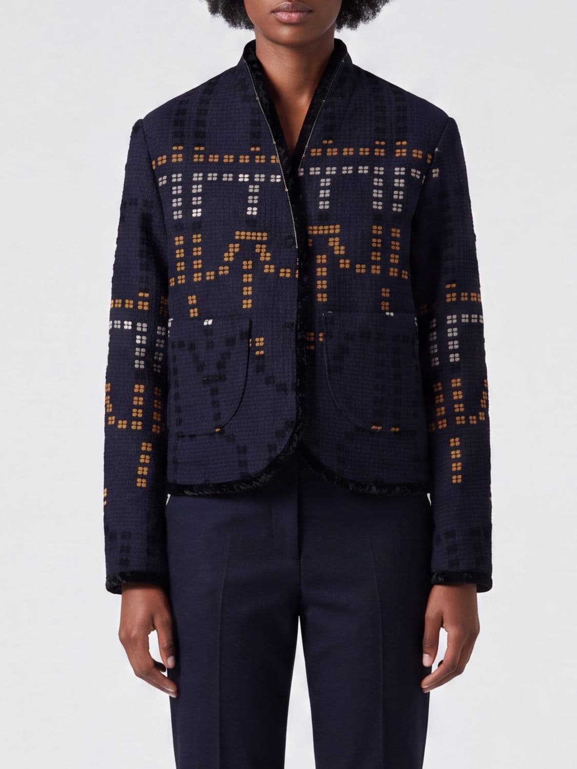 Forte Forte Samarcanda Short Jacquard Jacket in Cotton and Wool Blend