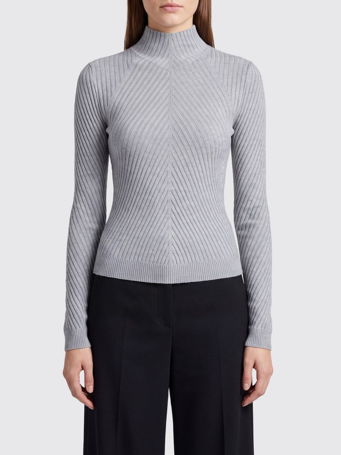 Victoria Victoria Beckham Slim Fit Ribbed Merino Wool Turtleneck Jumper