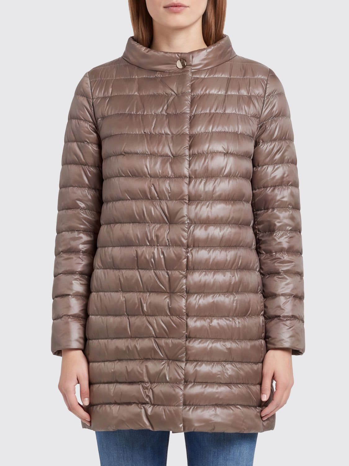 Herno Rossella Ultra-Light Nylon Short Down Jacket with Mandarin Collar