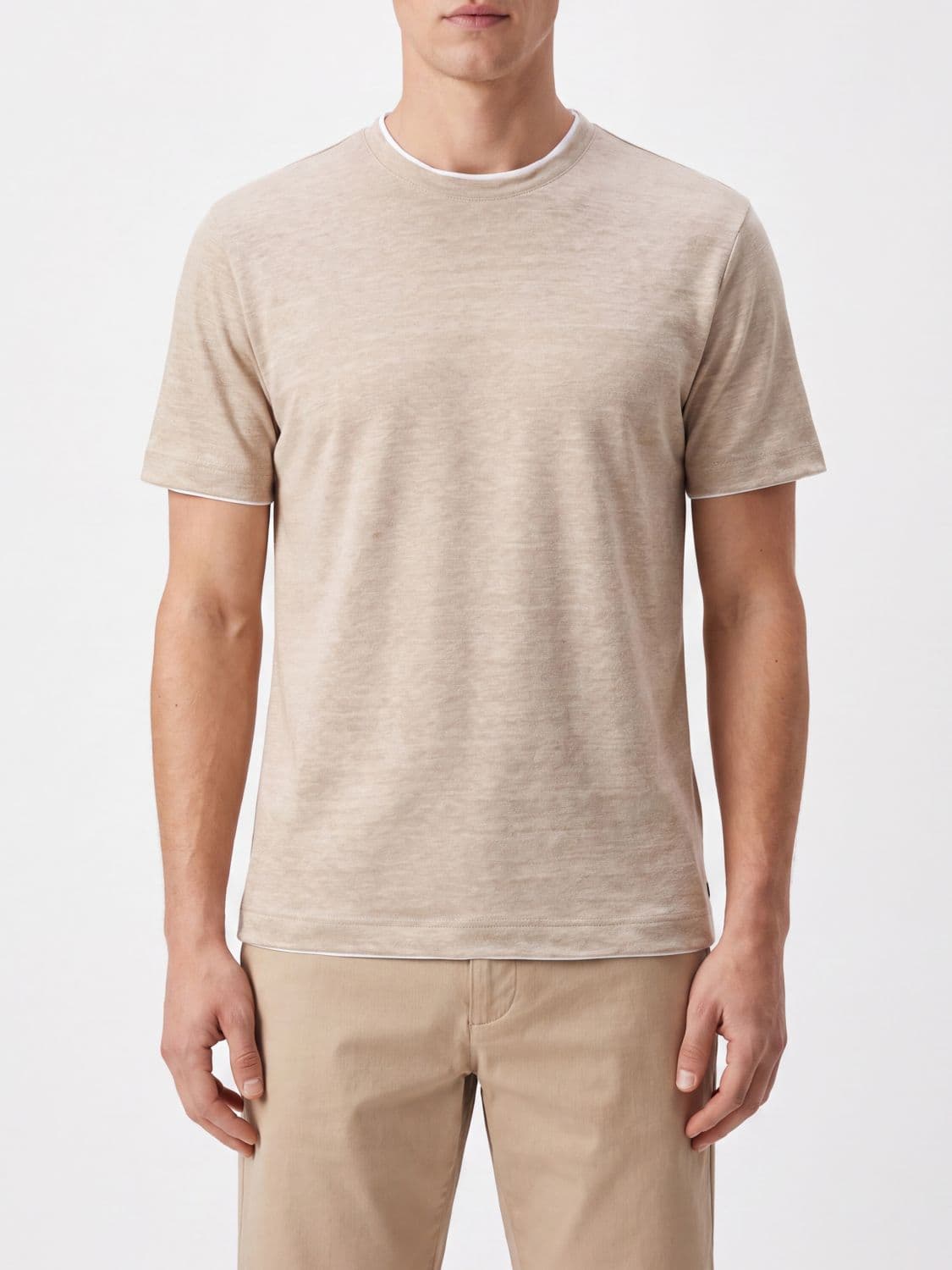 Eleventy Slim Fit Crewneck T-shirt in Pure Linen · XL