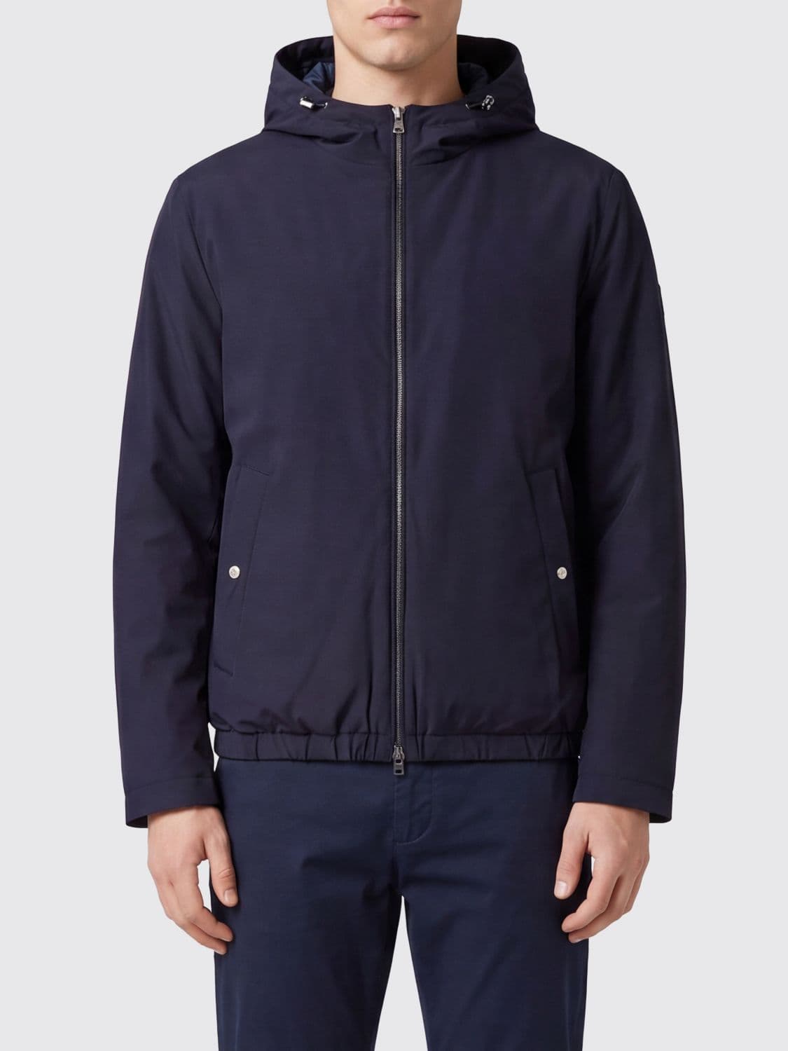 Herno Padded Nylon Windbreaker Jacket with Hood and Elasticated Hem