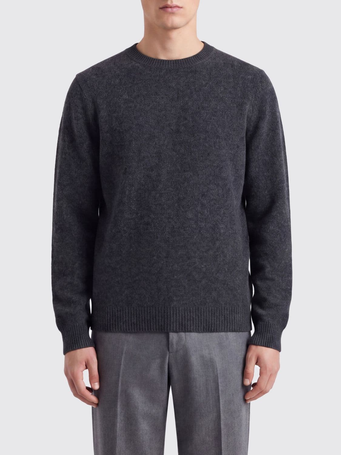 Roberto Collina Pure Wool Crewneck Jumper with Ribbed Edges