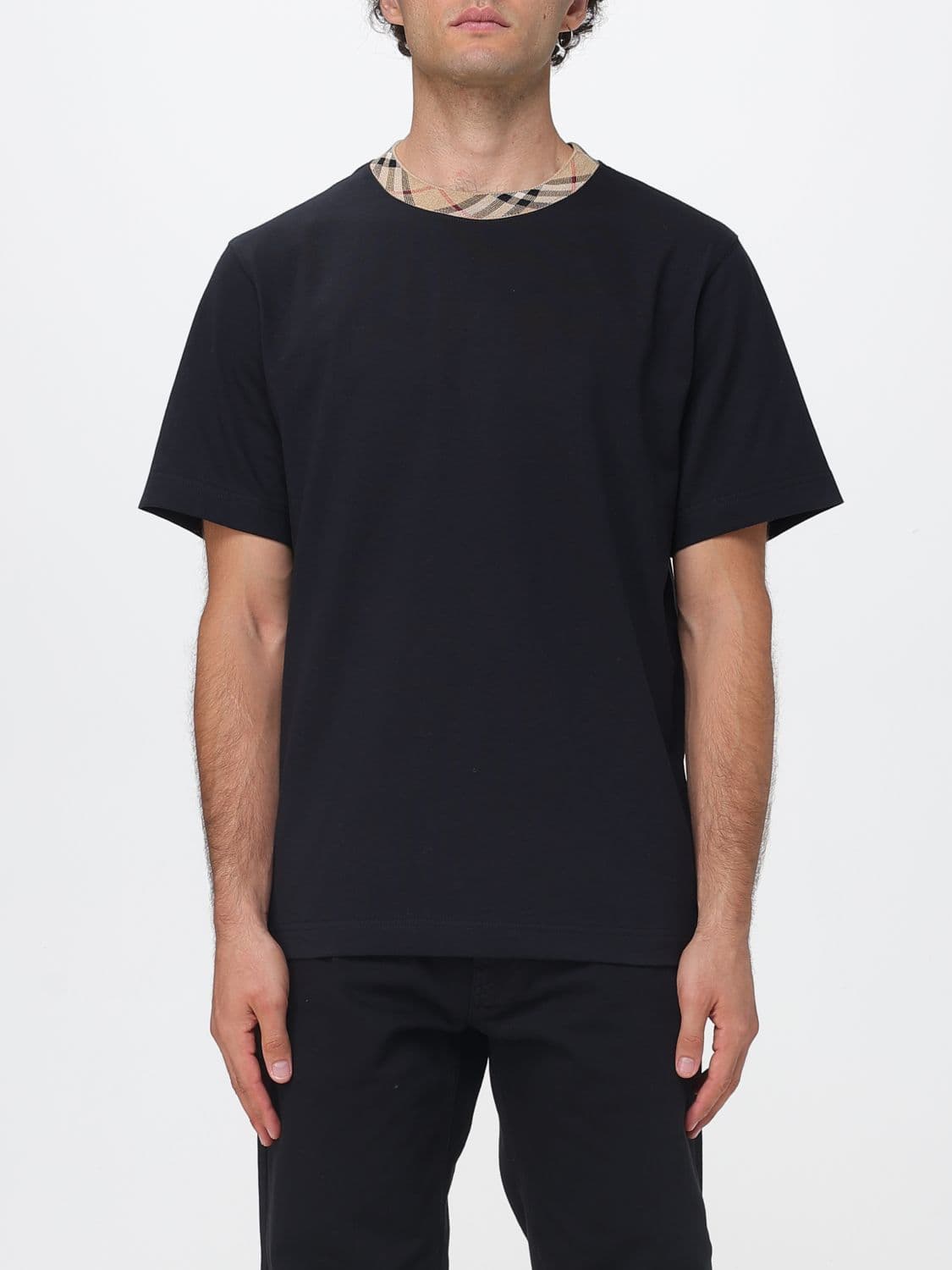 Burberry Crew Neck Cotton T-shirt with Contrast Trims