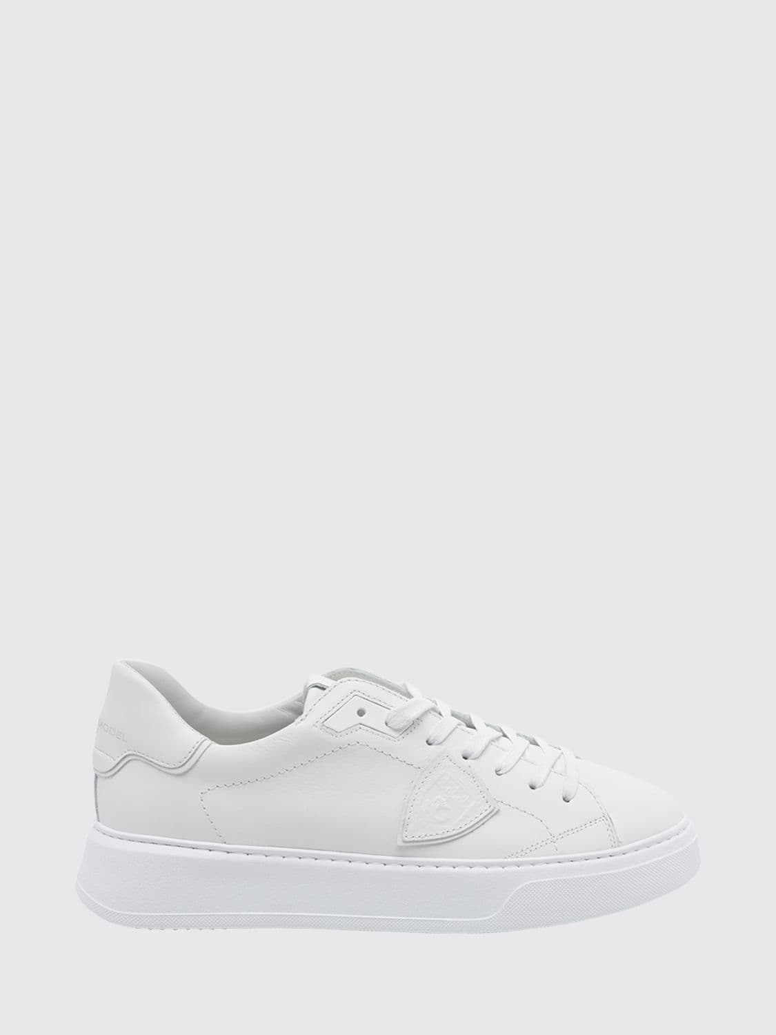 Philippe Model Temple Low Smooth Calfskin Low-Top Sneakers with Shield Logo