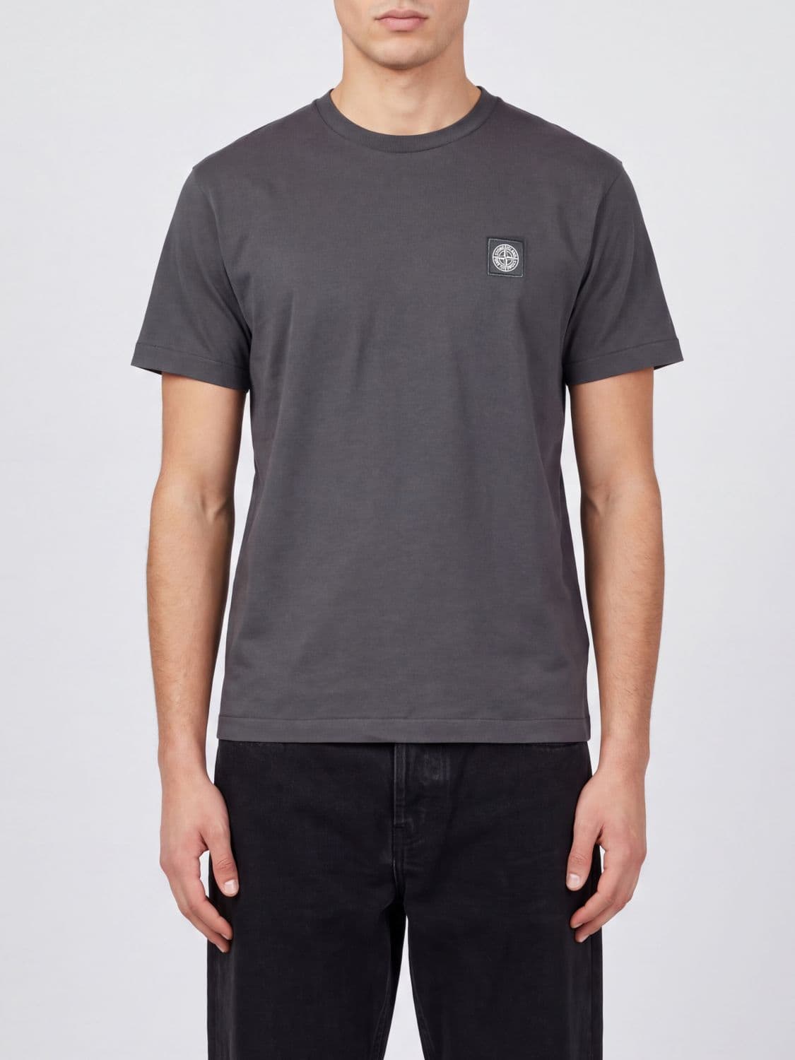 Stone Island Cotton T-shirt with Compass Logo Patch on the Chest