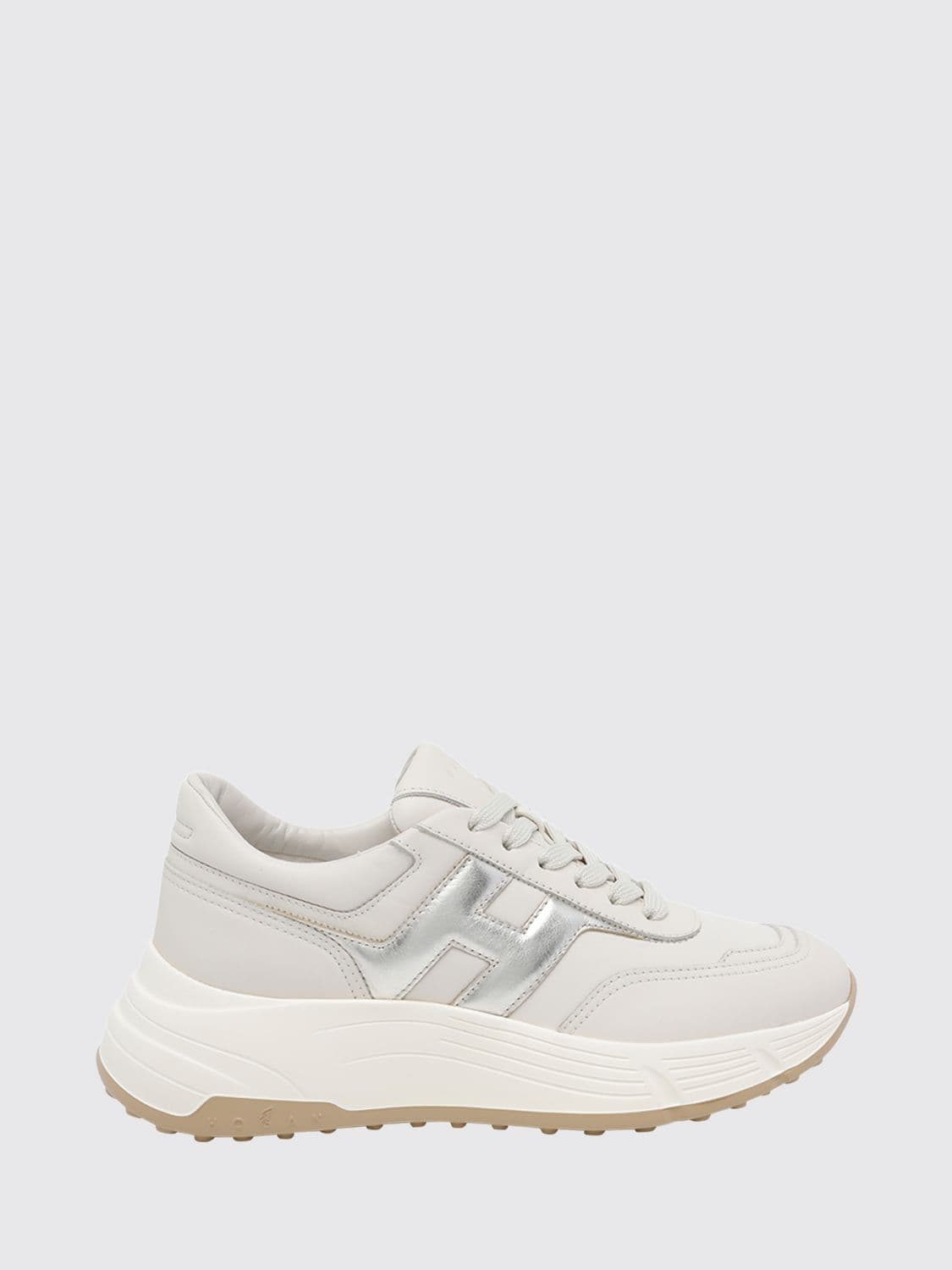 Hogan Hi-Fi Smooth and Laminated Nappa Leather Sneakers with Chunky Sole