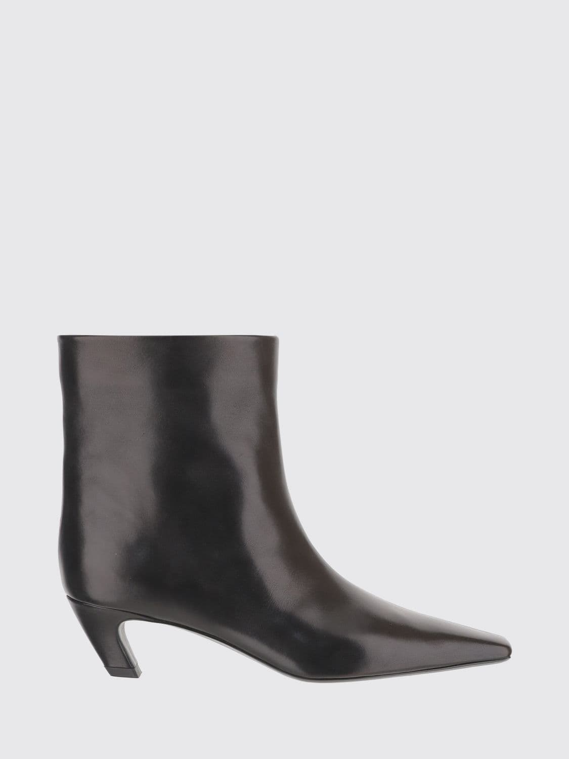 Khaite Arizona Low-Heeled Calfskin Ankle Boots with an Almond Toe