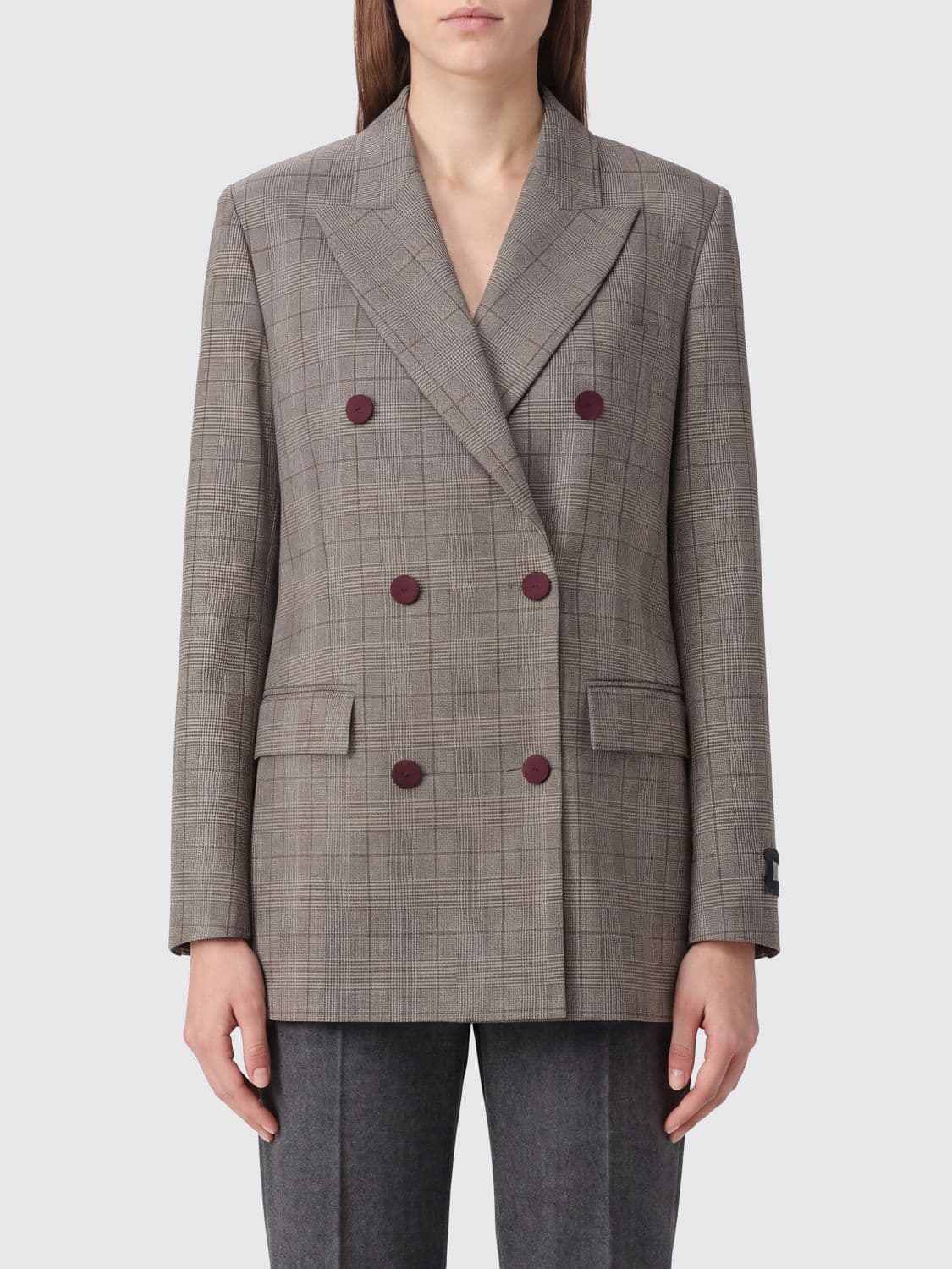 Pinko New Guinea Double-Breasted Prince of Wales Wool-Blend Blazer