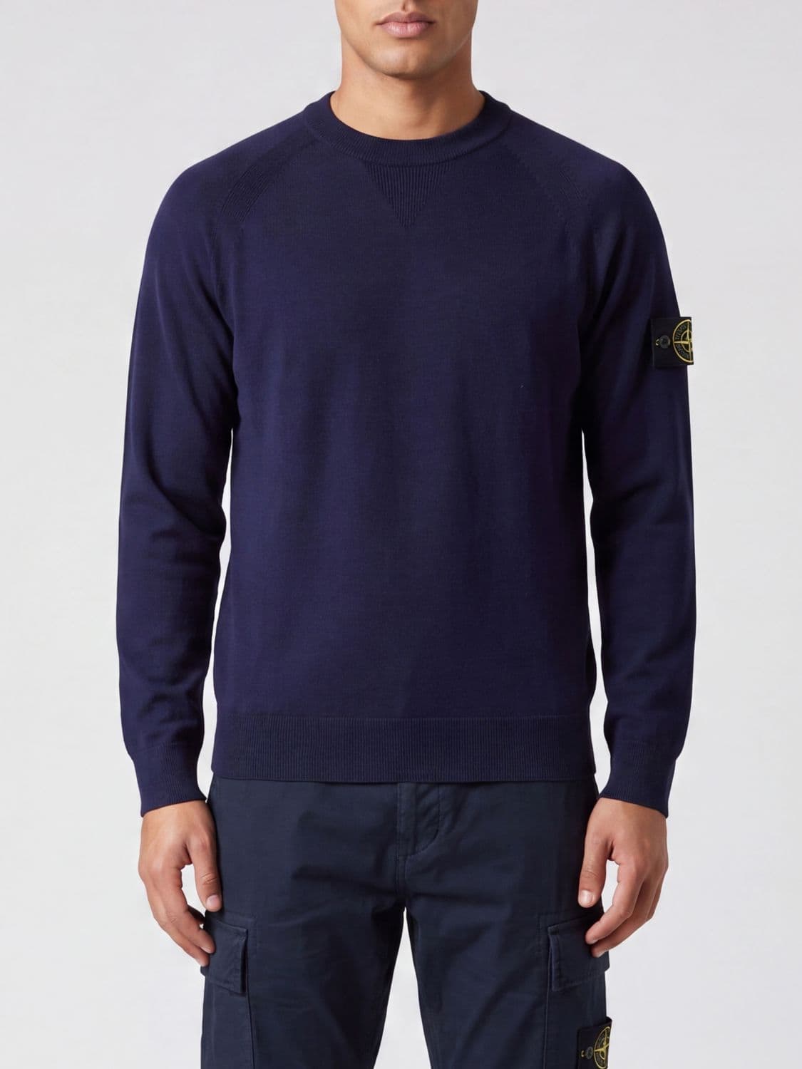 Stone Island Virgin Wool Blend Crew-Neck Jumper with Compass Logo