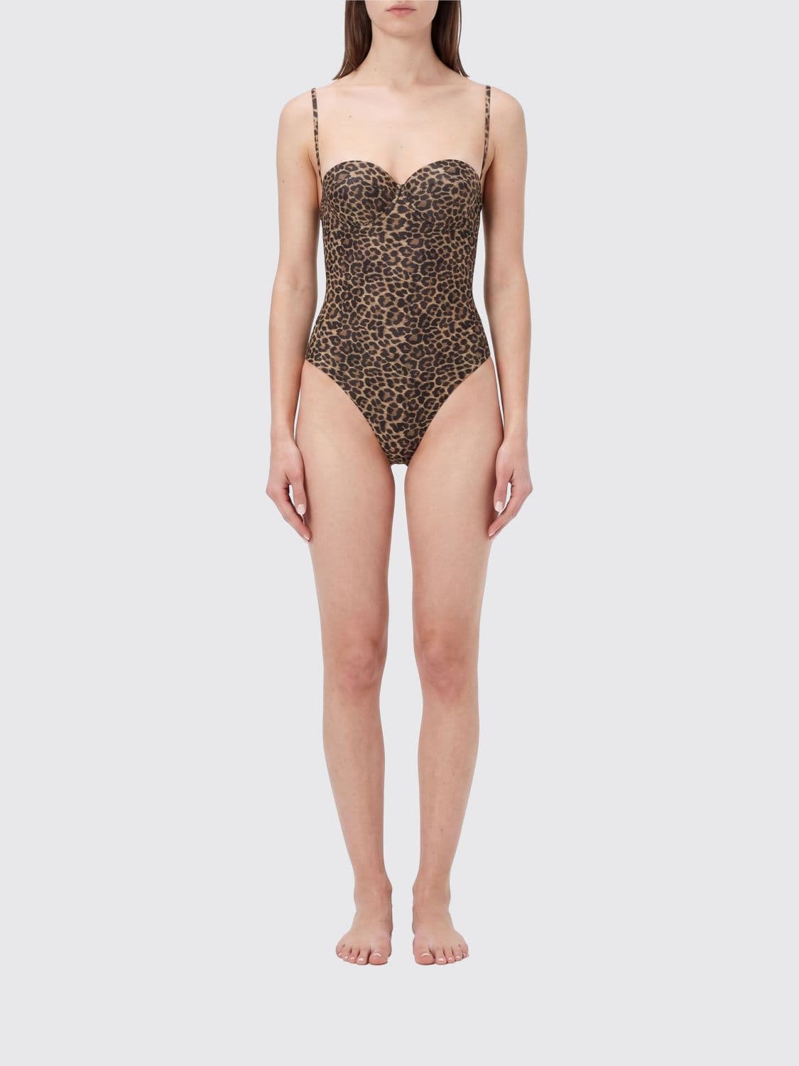 Matinee Animal Print One-Piece Swimming Costume with Sweetheart Neckline