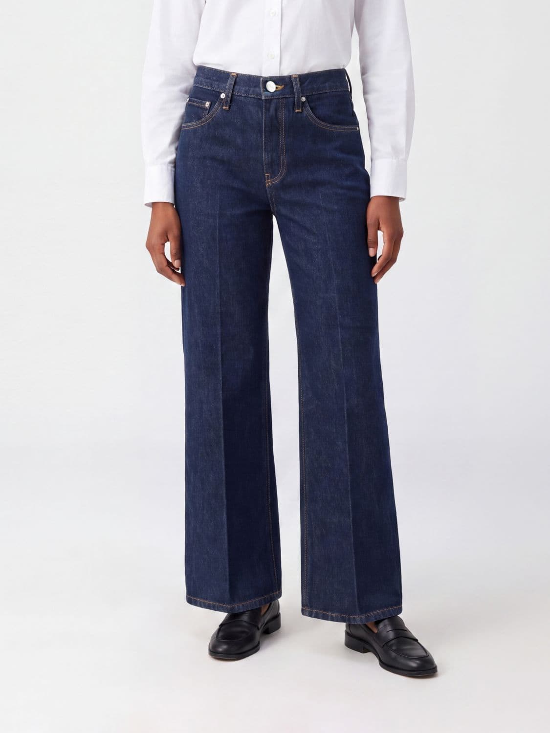 Khaite Clara High-Waisted Flared Jeans in Cotton Denim