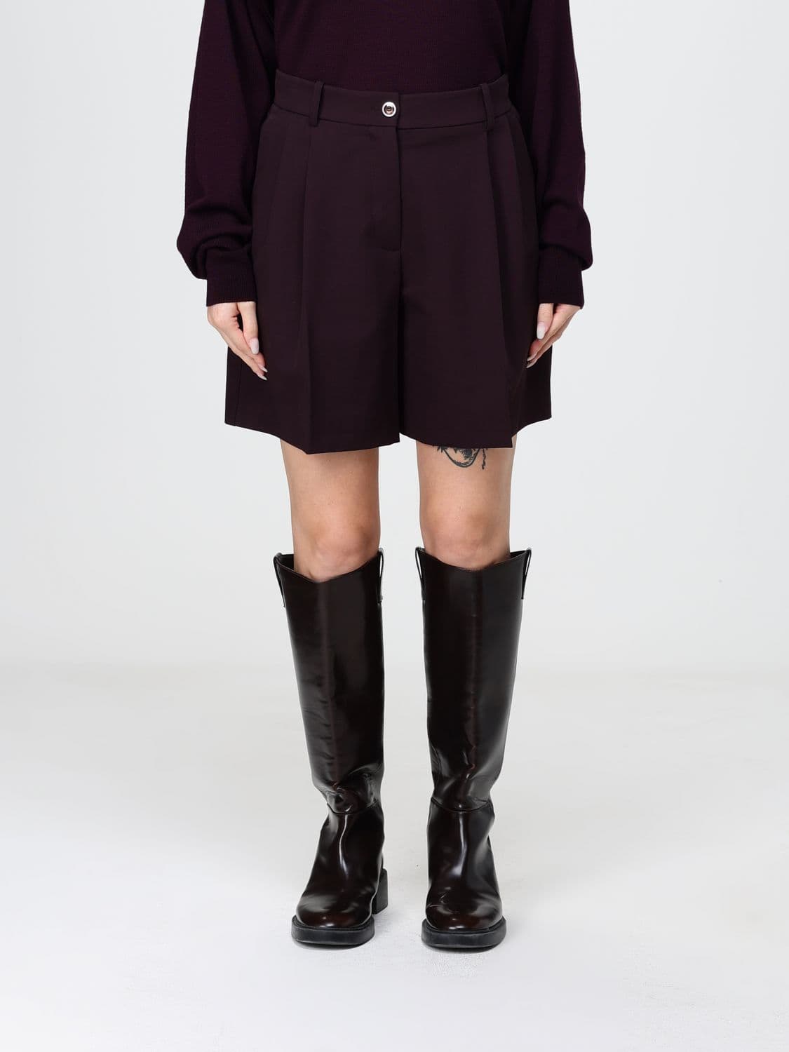Pinko Shetana High-Waisted Straight-Leg Shorts in Viscose Blend