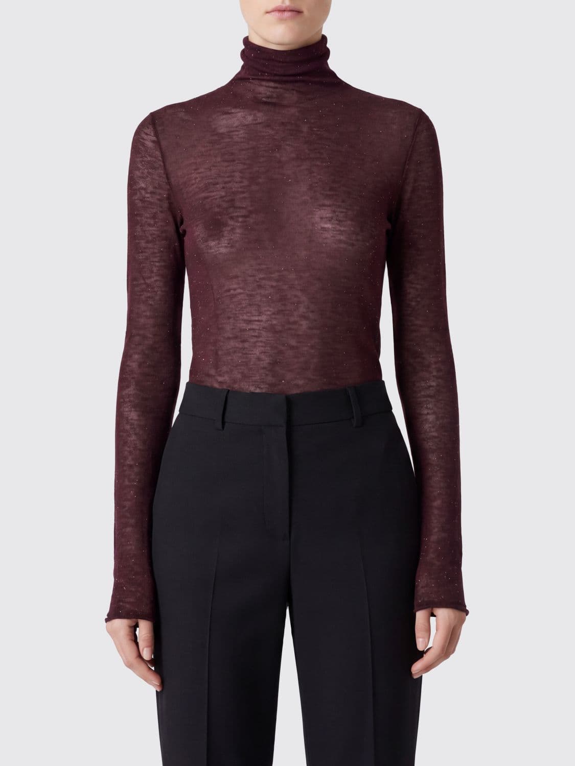 Pinko Slim Fit Sheer Wool Roll Neck Jumper with Long Sleeves