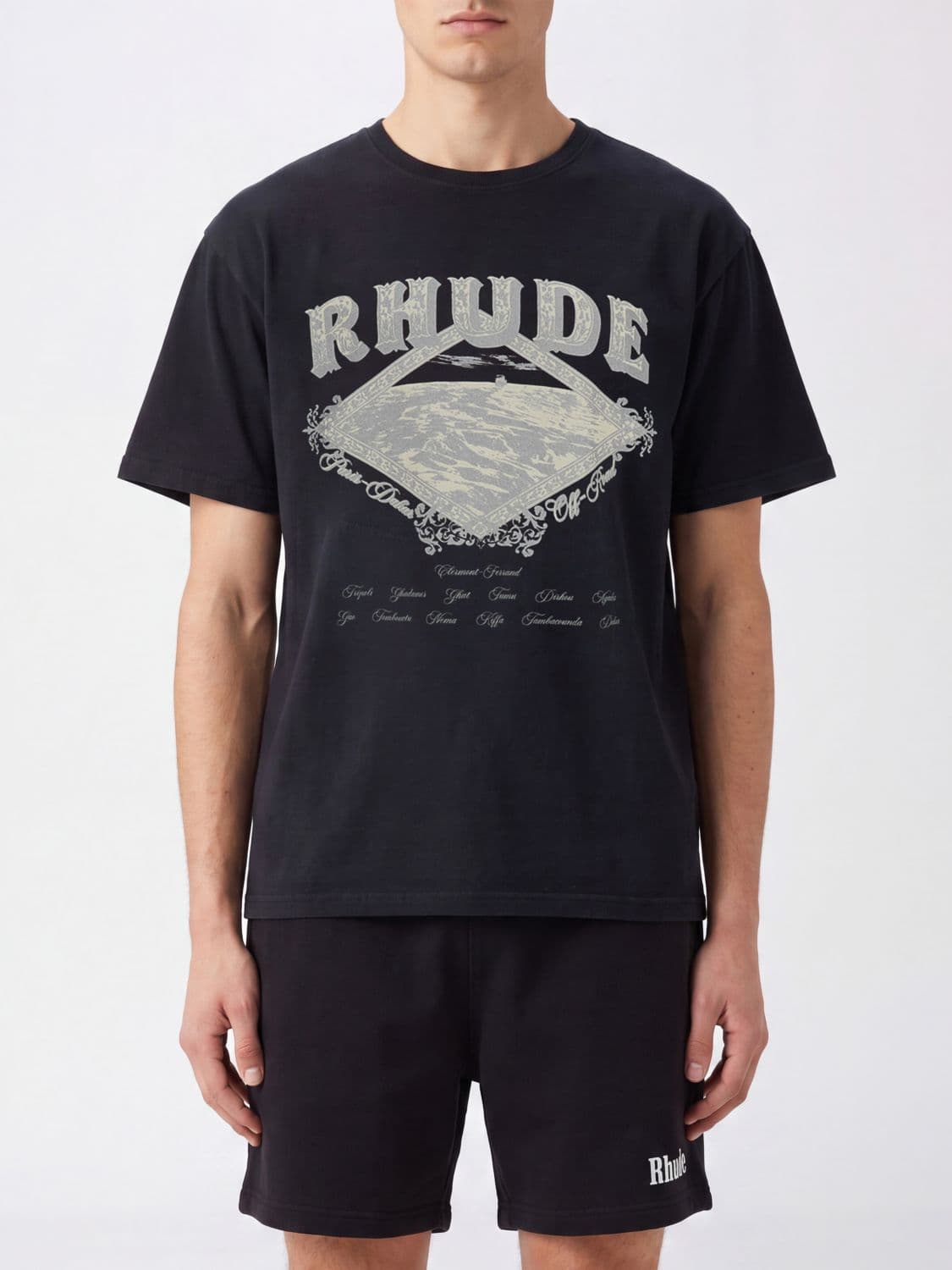Rhude Regular Fit Crewneck Cotton Logo Print T-shirt with Dropped Shoulders