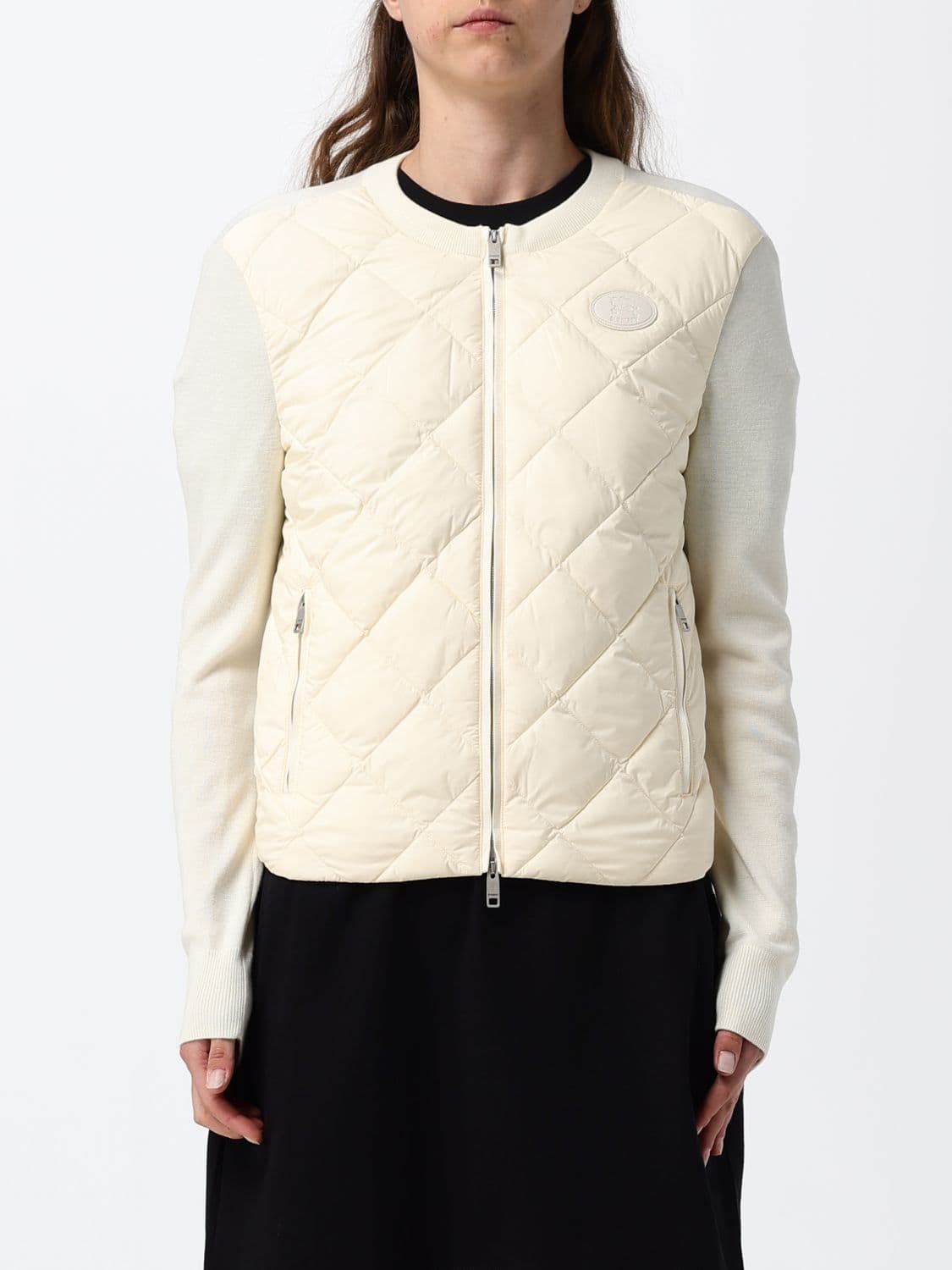 Burberry Quilted Nylon Cardigan with Zip Closure and EKD Logo