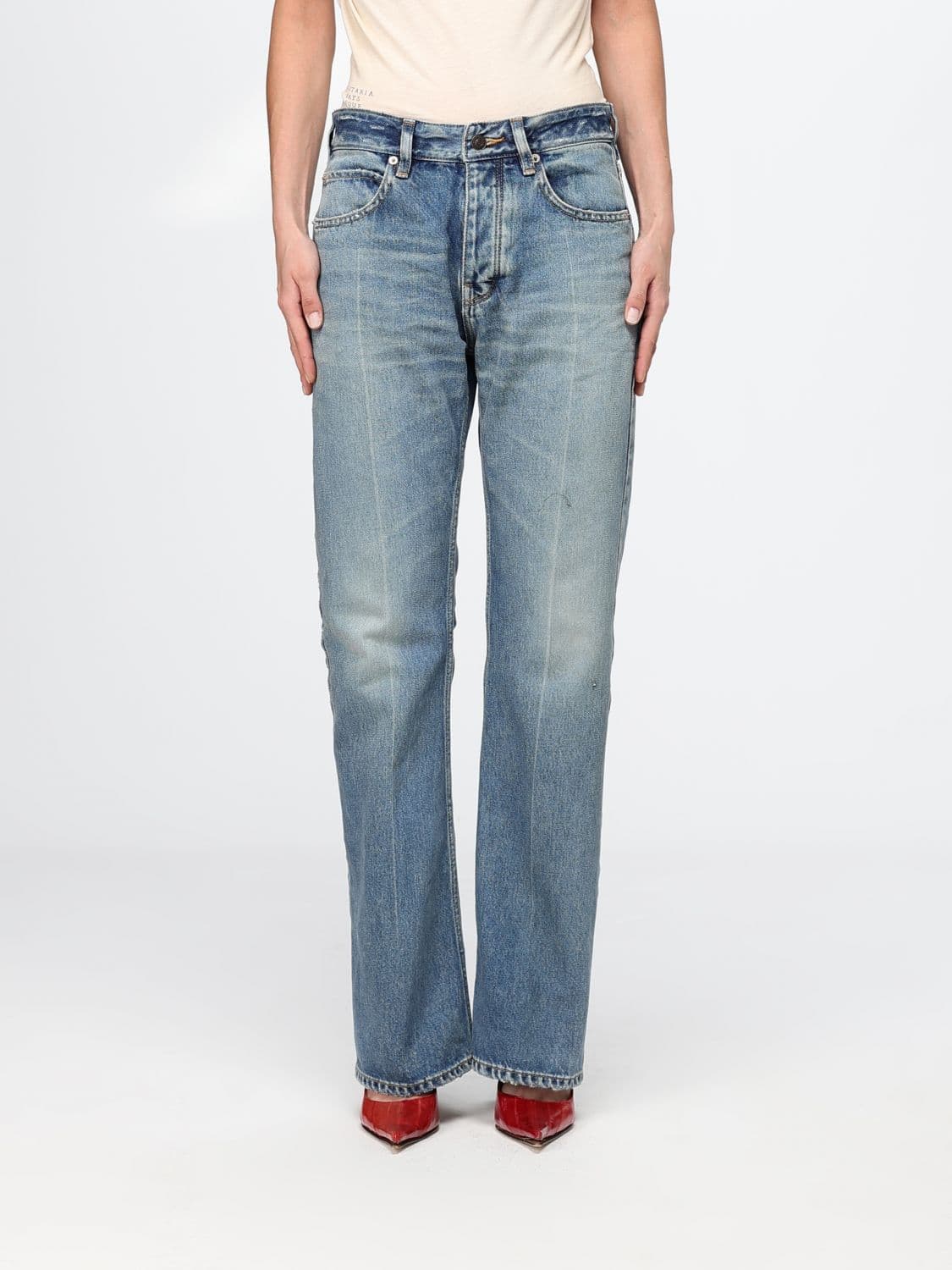 Balenciaga Mid-Rise Straight-Leg Jeans in Blue Cotton Denim