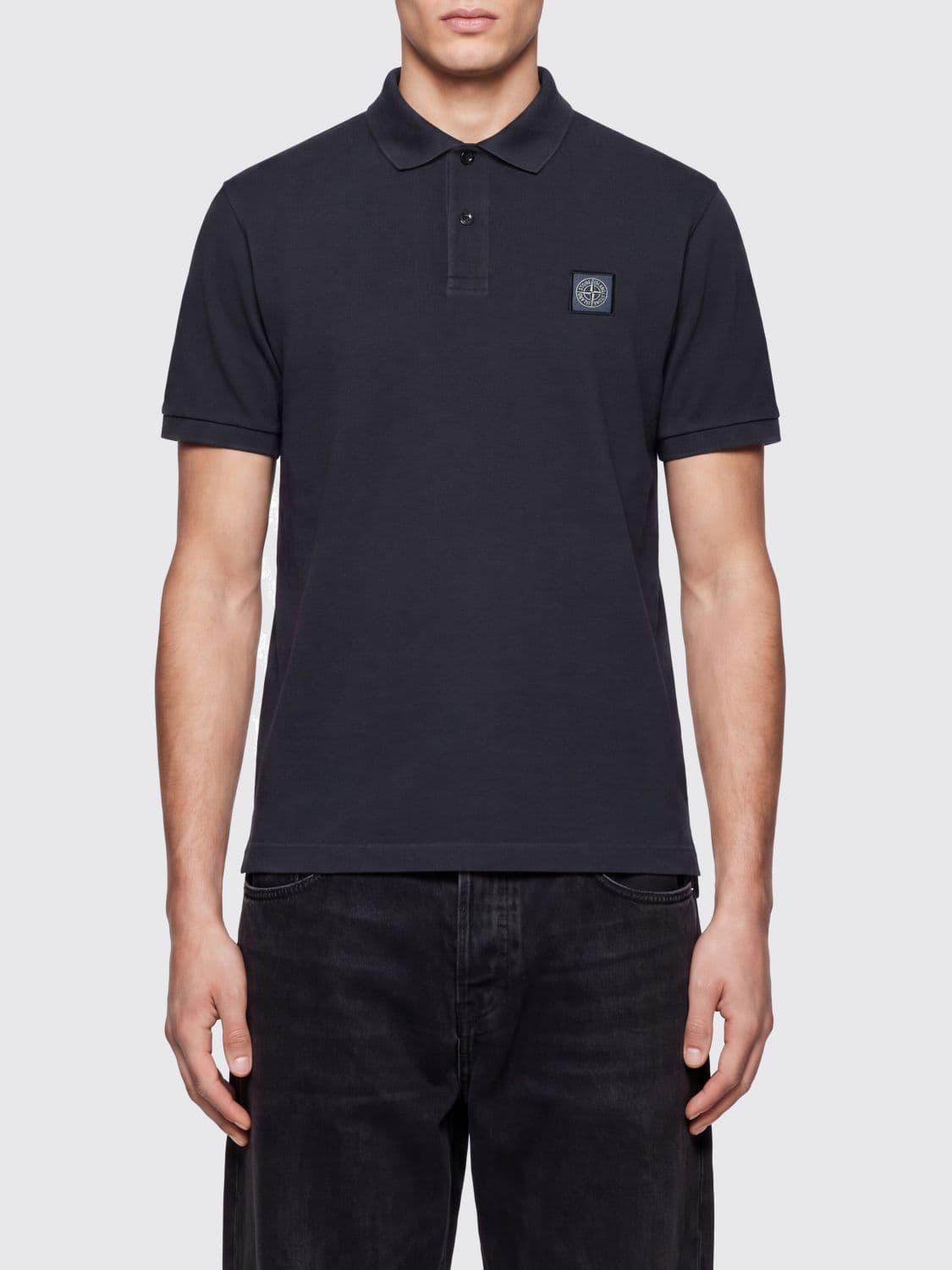 Stone Island Slim Fit Cotton Short-Sleeved Polo Shirt with Compass Logo Patch