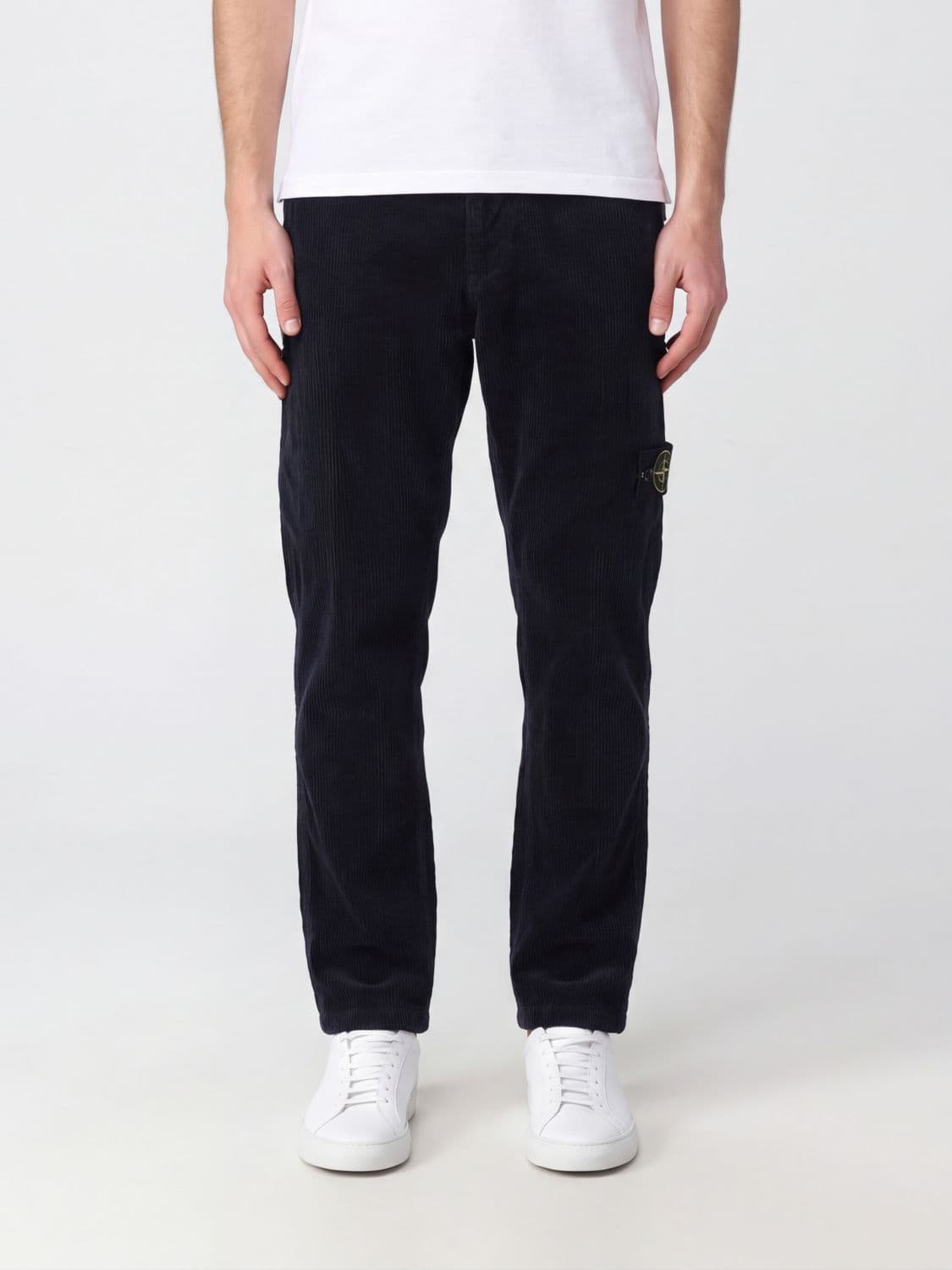 Stone Island Velvet Chino Trousers with Compass Logo Patch