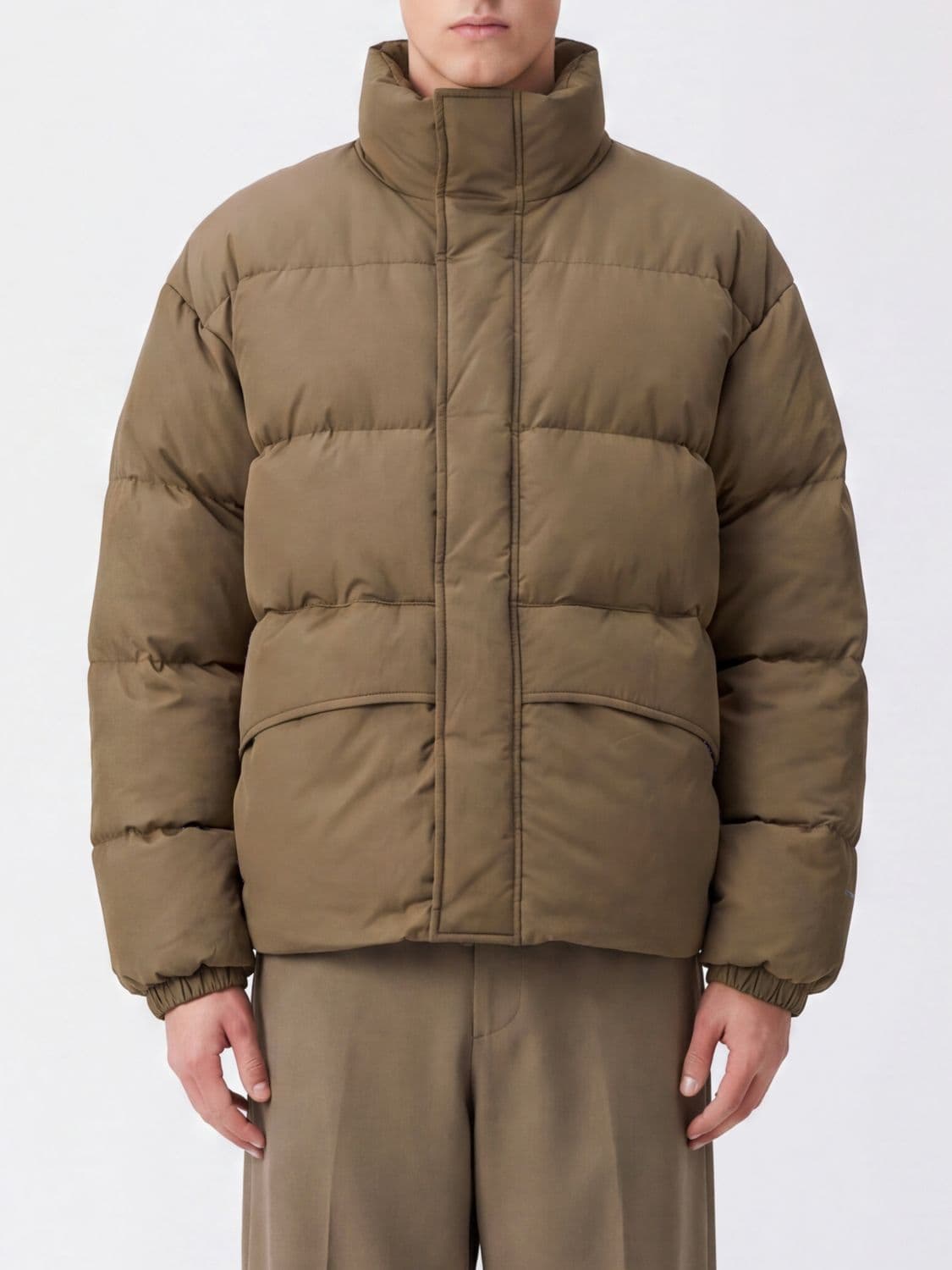 Jil Sander Quilted Nylon Down Jacket with Goose Down Padding and High Neck