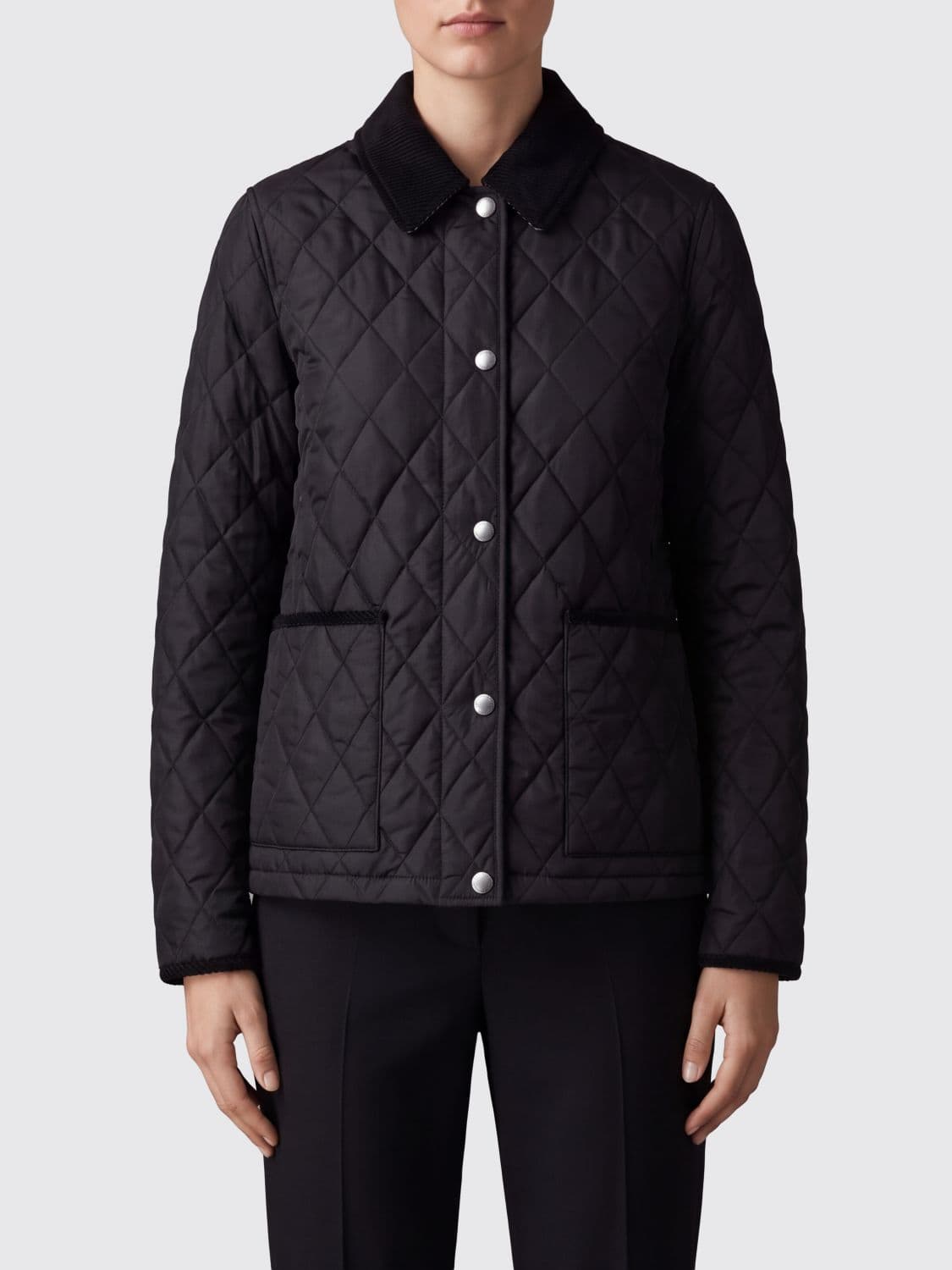 Burberry Quilted Short Jacket in Nylon with a Corduroy Collar