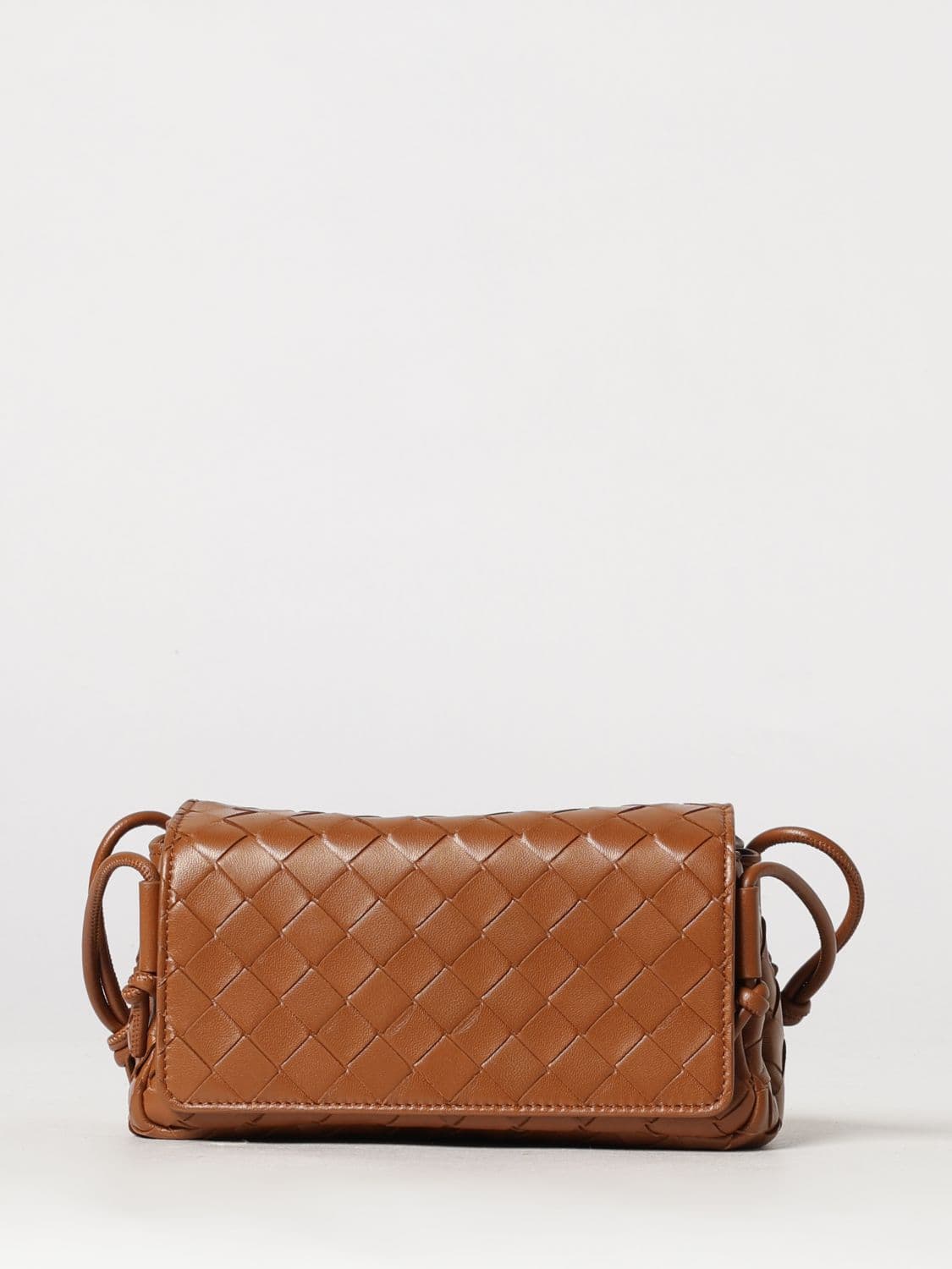Bottega Veneta Notturno Woven Leather Shoulder Bag with Knotted Strap