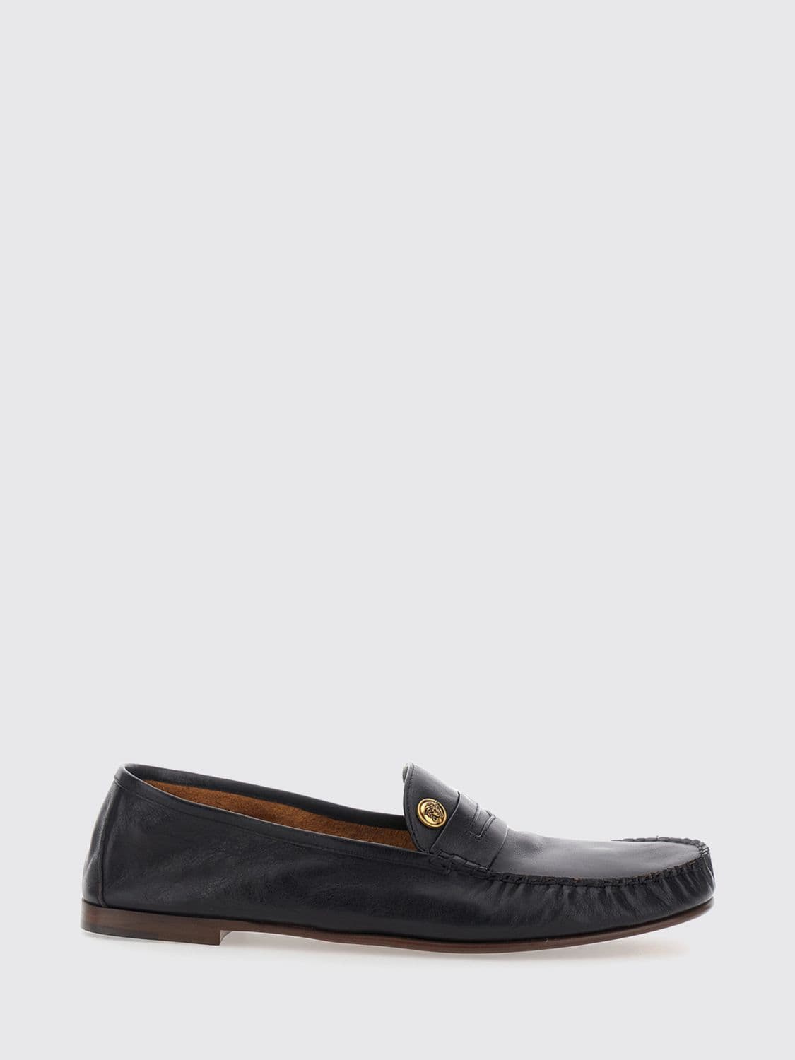 Versace Grain Leather Penny Loafers with Medusa Plaque