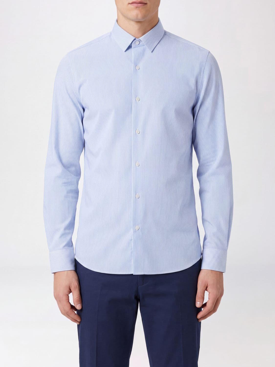 Rrd Striped Technical Fabric Shirt with a Slim Fit and Classic Collar