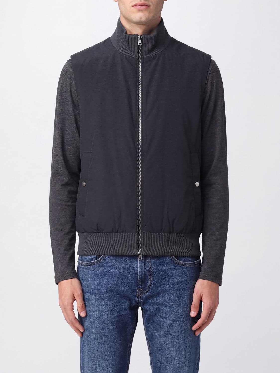 Herno Padded Technical Nylon High-Neck Gilet with Two-Way Zip