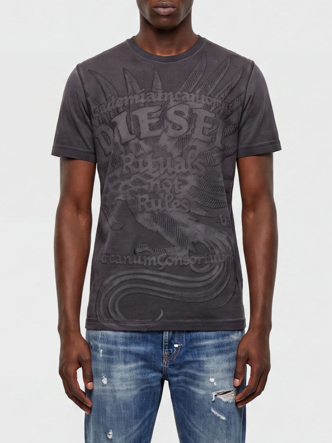 Diesel Slim Fit Graffiti Logo Print T-Shirt in Cotton