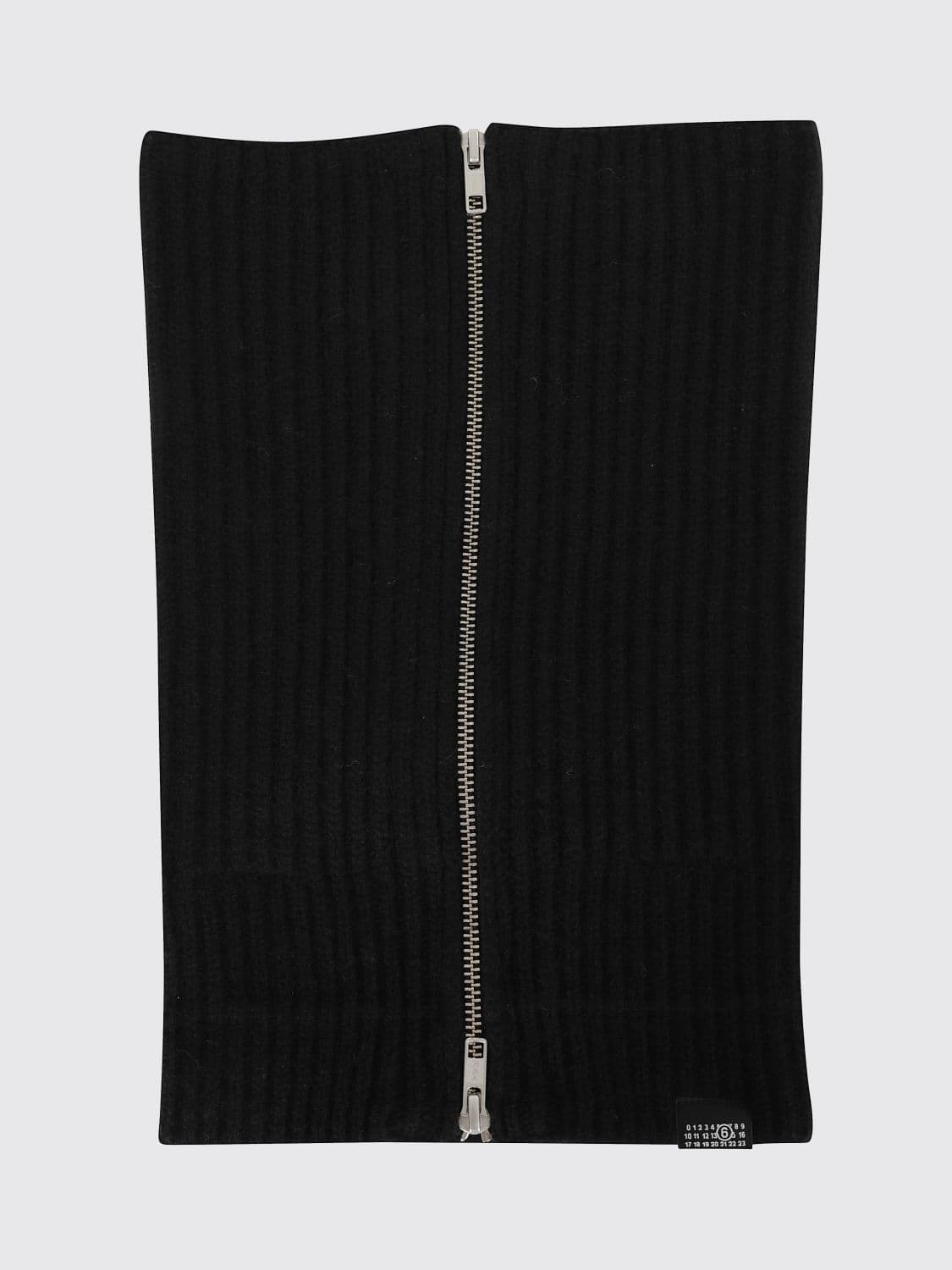 Mm6 Maison Margiela Ribbed Wool Neck Warmer with Zip Closure and Applied Logo · OS