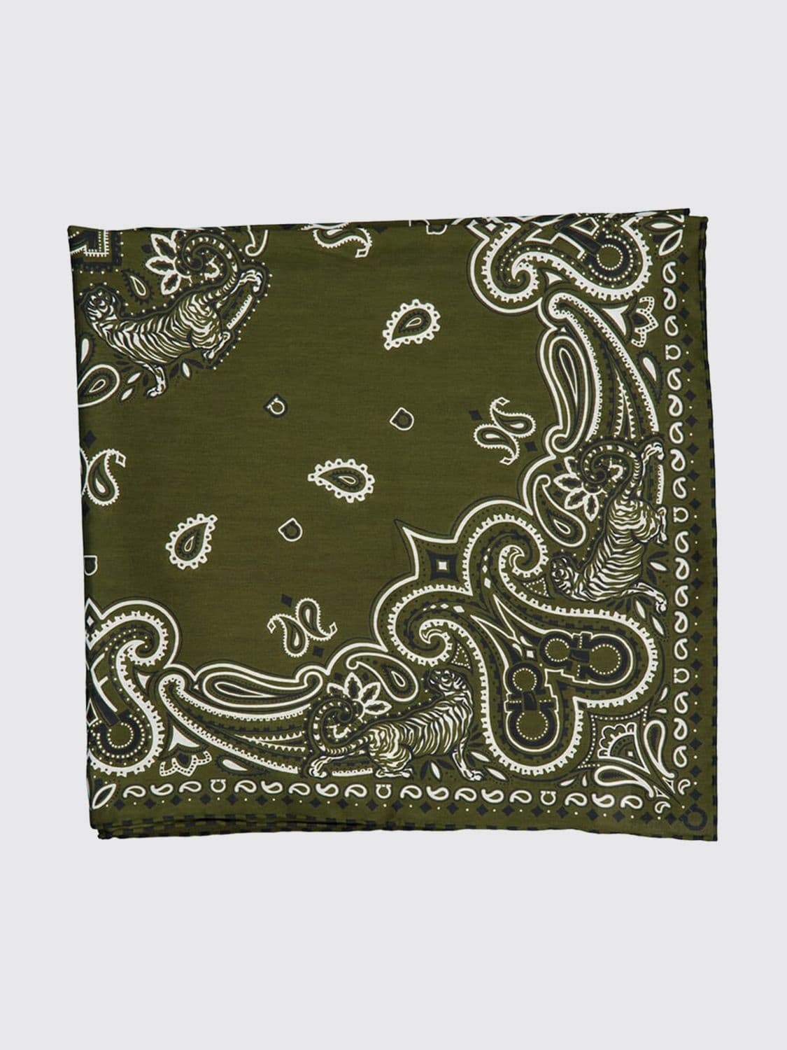 Ferragamo Arabesque Square Foulard in Cotton and Silk with Bandana Print