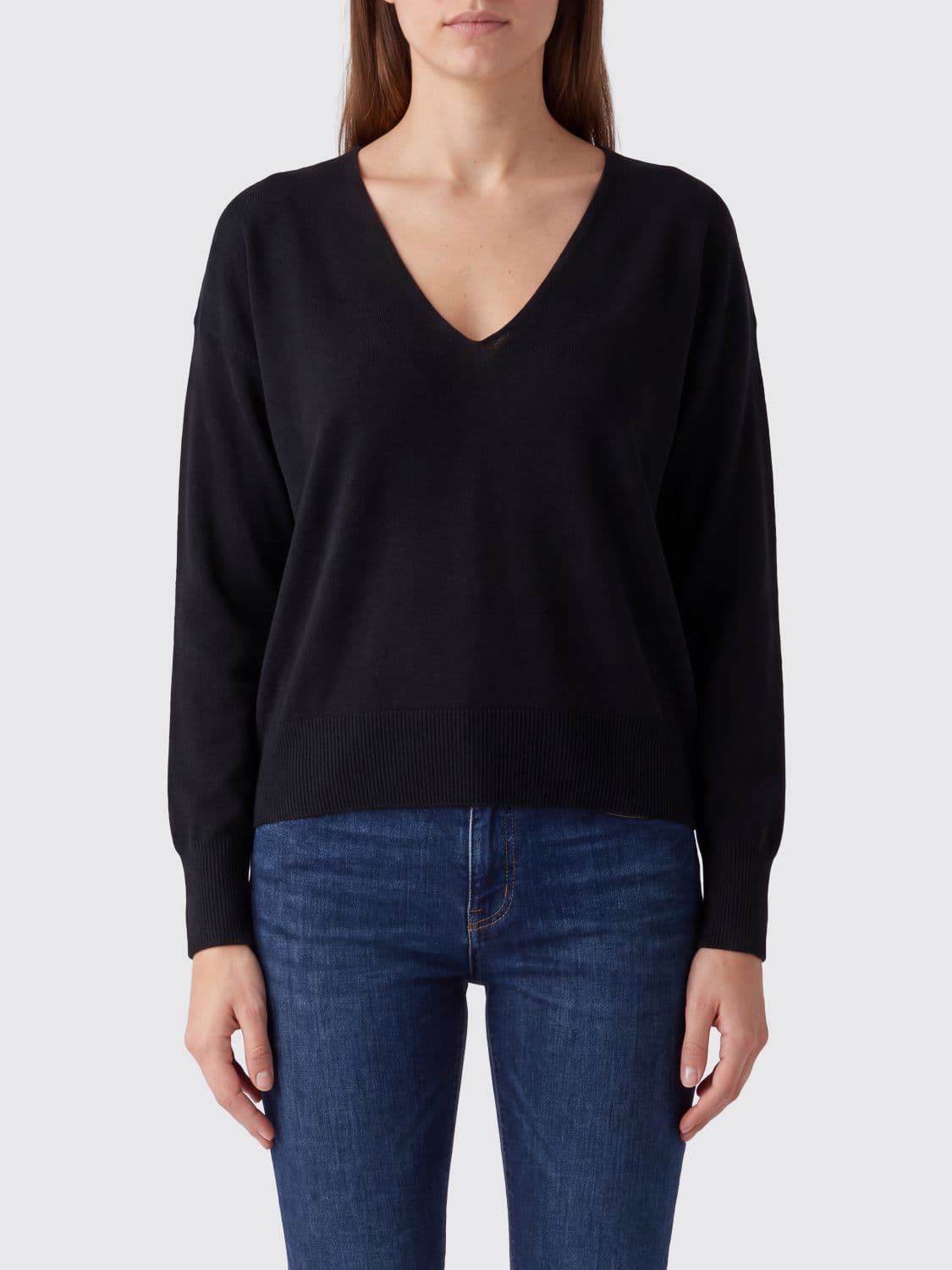 Roberto Collina Merino Wool and Cashmere V-Neck Jumper with Dropped Shoulders