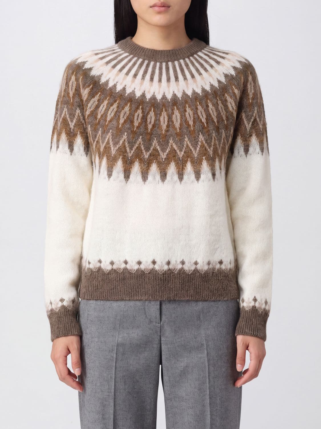 Roberto Collina Slim Fit Alpaca Blend Jumper with Ethnic Pattern